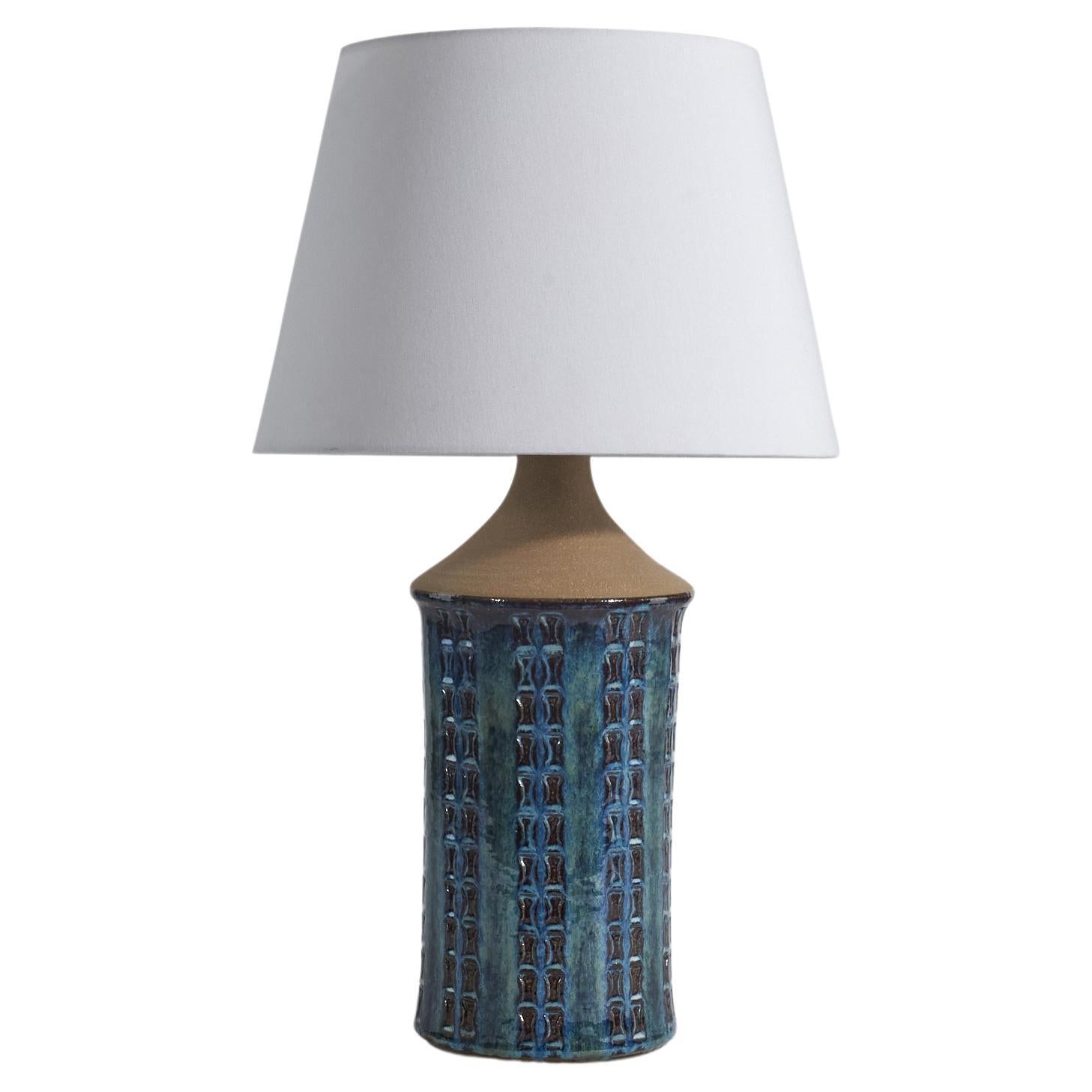 Søholm Stentøj, Table Lamp, Blue-Glazed Stoneware, Bornholm, Denmark, 1960s