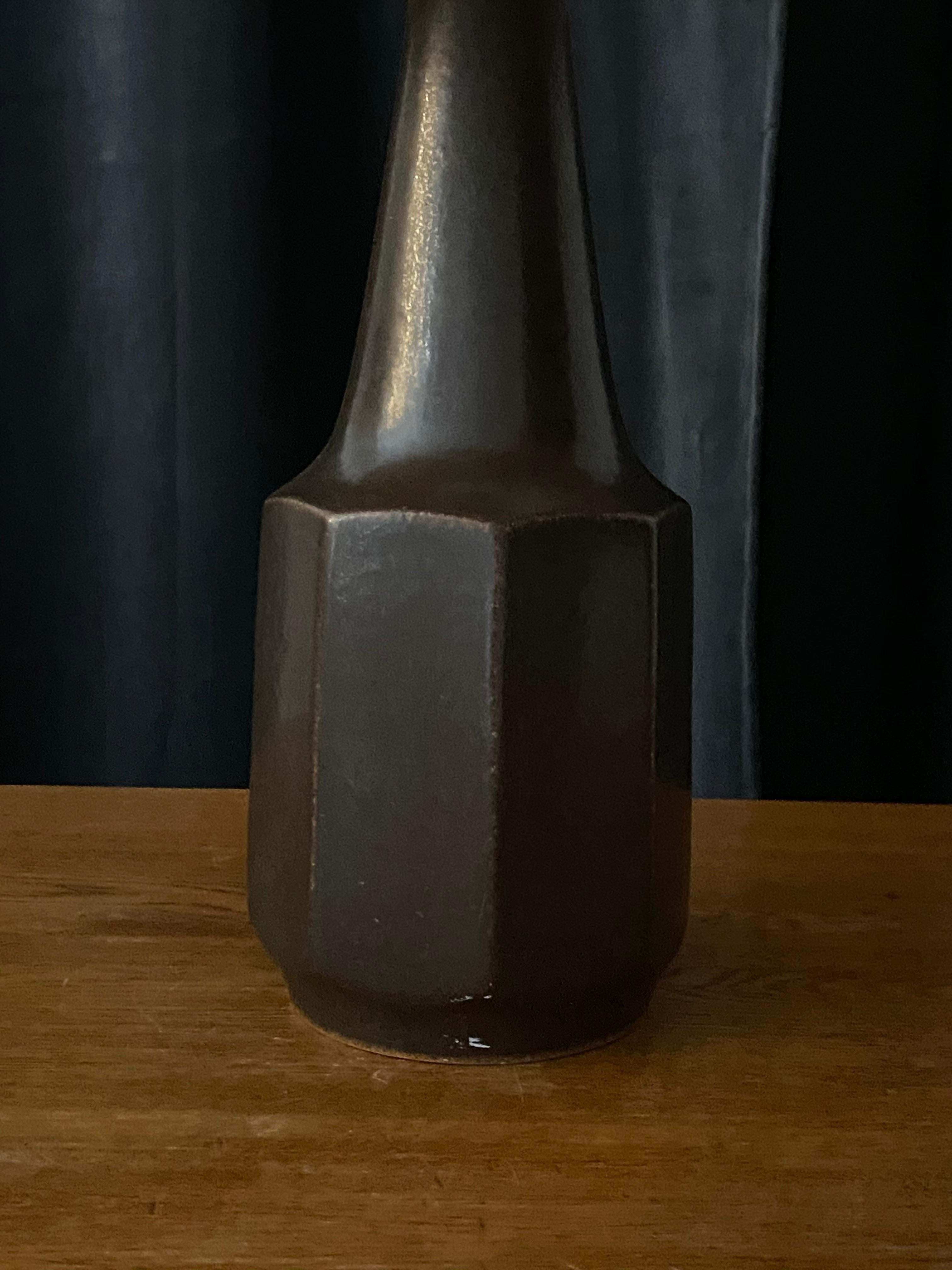 American Søholm Keramik, Table Lamp, Glazed Grey Stoneware, Bornholm, Denmark, 1960s