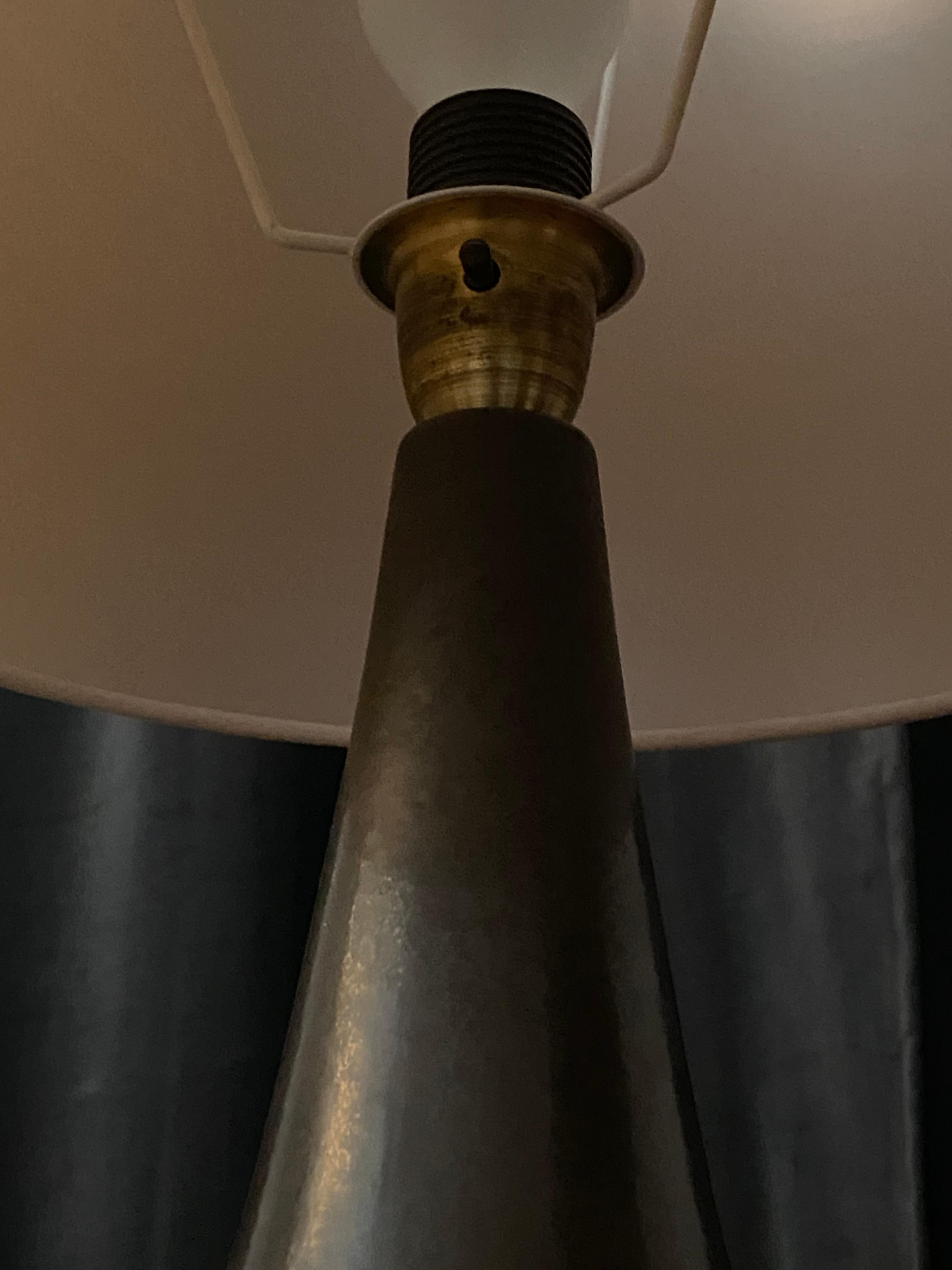 Mid-20th Century Søholm Keramik, Table Lamp, Glazed Grey Stoneware, Bornholm, Denmark, 1960s