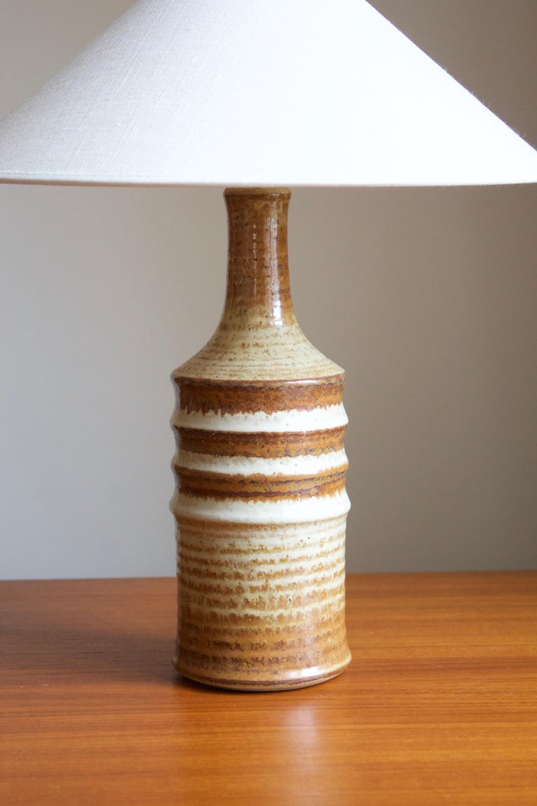 Wikholm Rome Lamp Søholm Keramik, Table Lamp, Glazed Stoneware, Bornholm, Denmark, 1960s ...