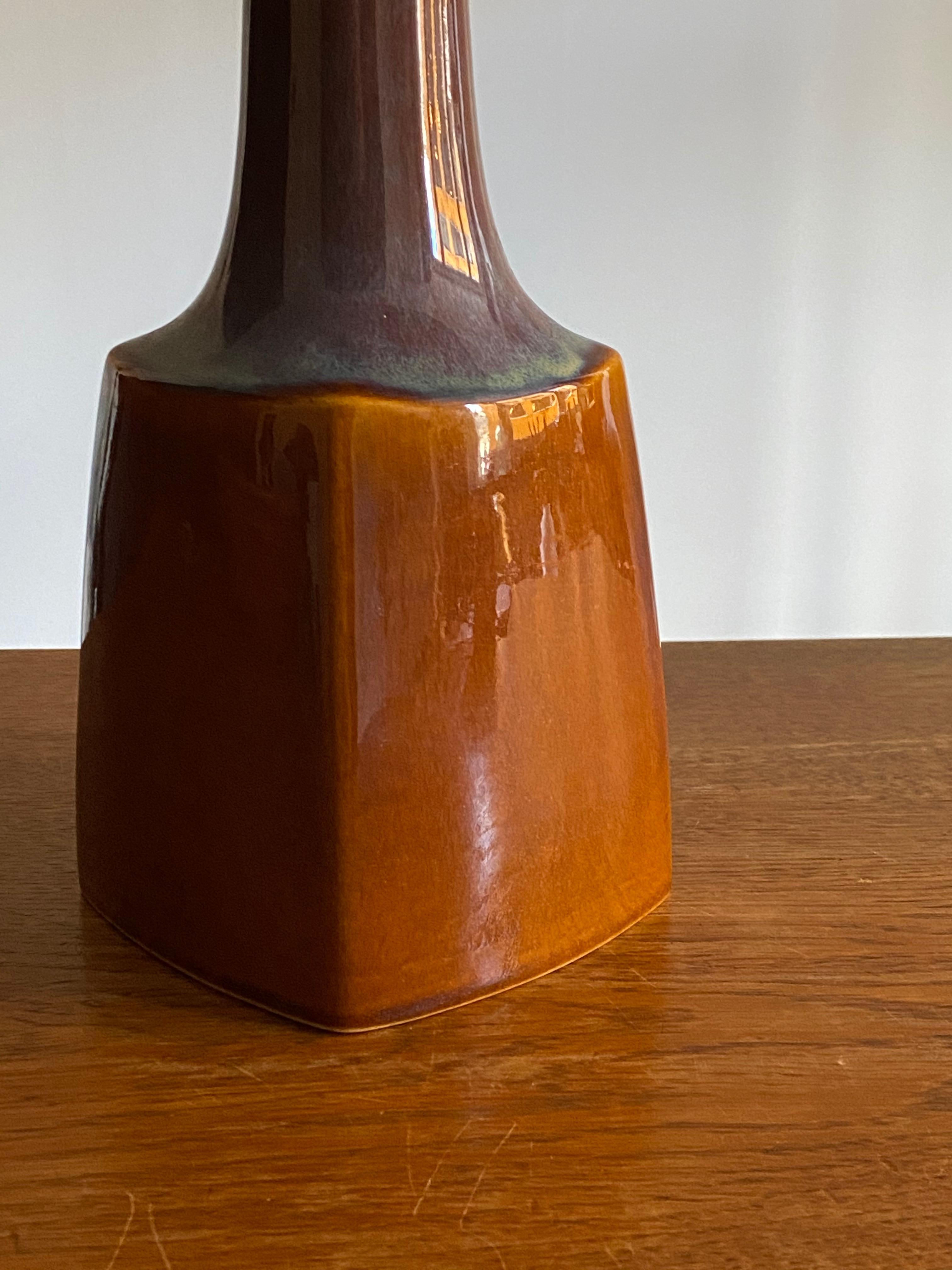Danish Søholm Keramik, Table Lamp, Brown Glazed Stoneware Bornholm, Denmark, 1960s