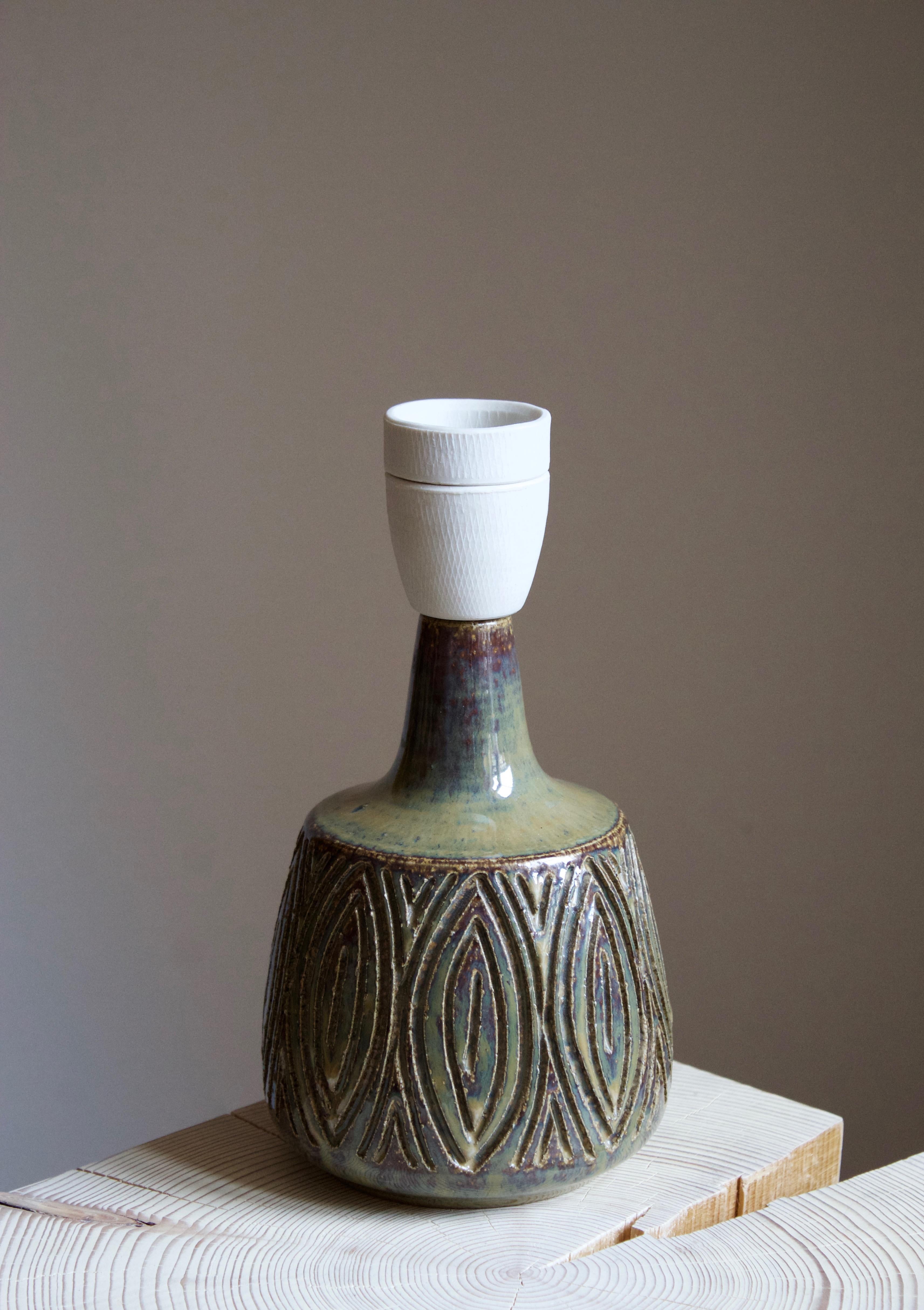 Danish Søholm Keramik, Table Lamp, Glazed Stoneware, Bornholm, Denmark, 1960s