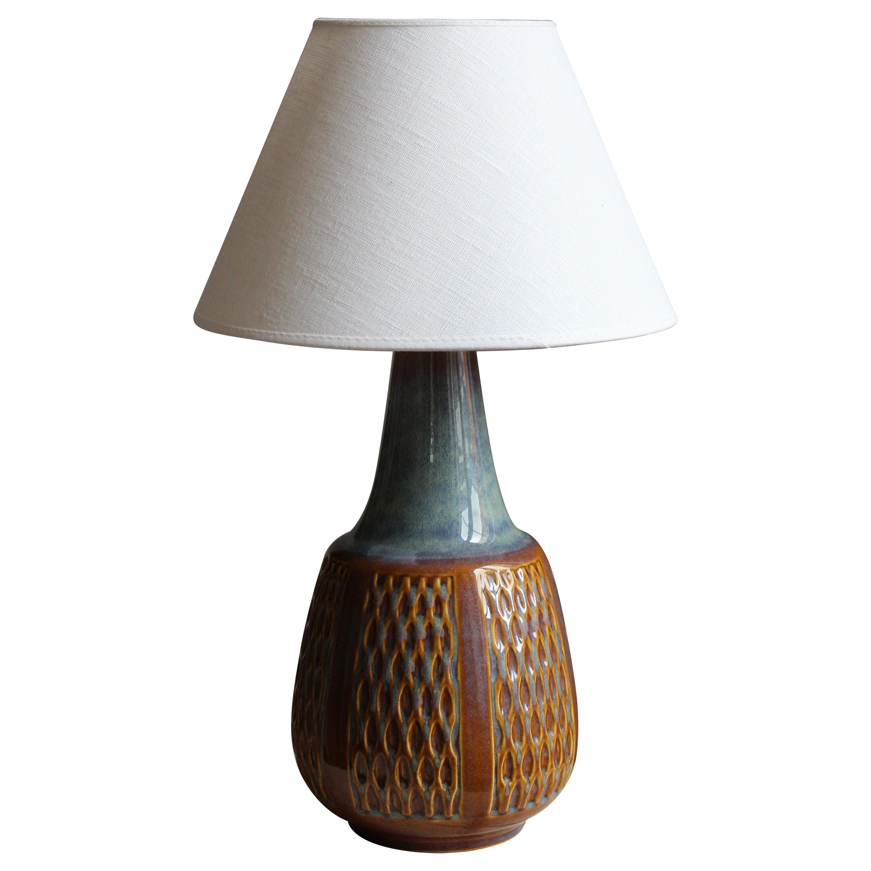 Søholm Keramik, Table Lamp, Glazed Stoneware, Linen Bornholm, Denmark