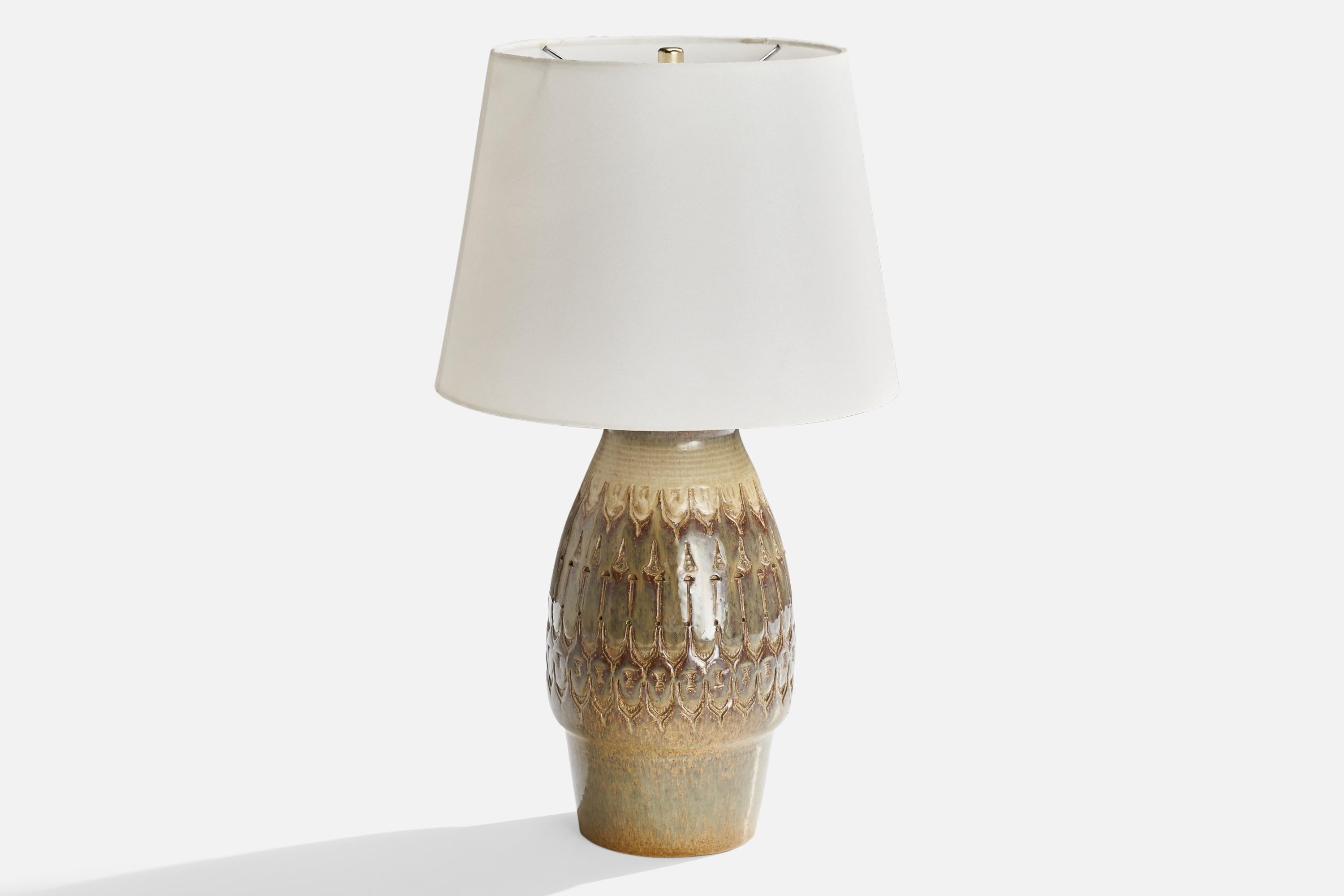 Scandinavian Modern Søholm Keramik, Table Lamp, Stoneware, Denmark, 1960s For Sale