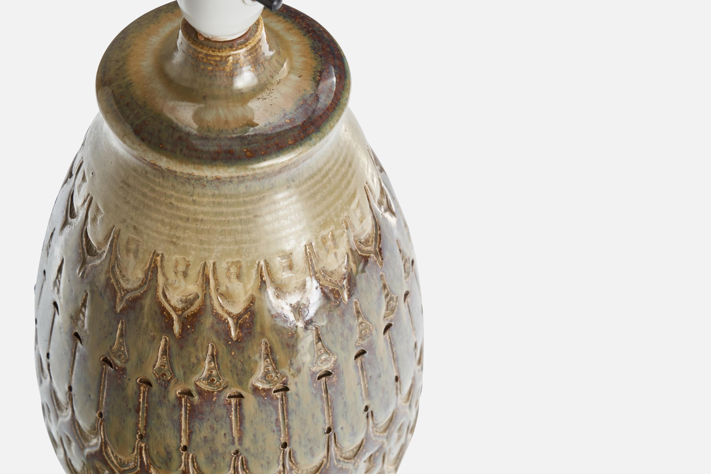 Danish Søholm Keramik, Table Lamp, Stoneware, Denmark, 1960s For Sale