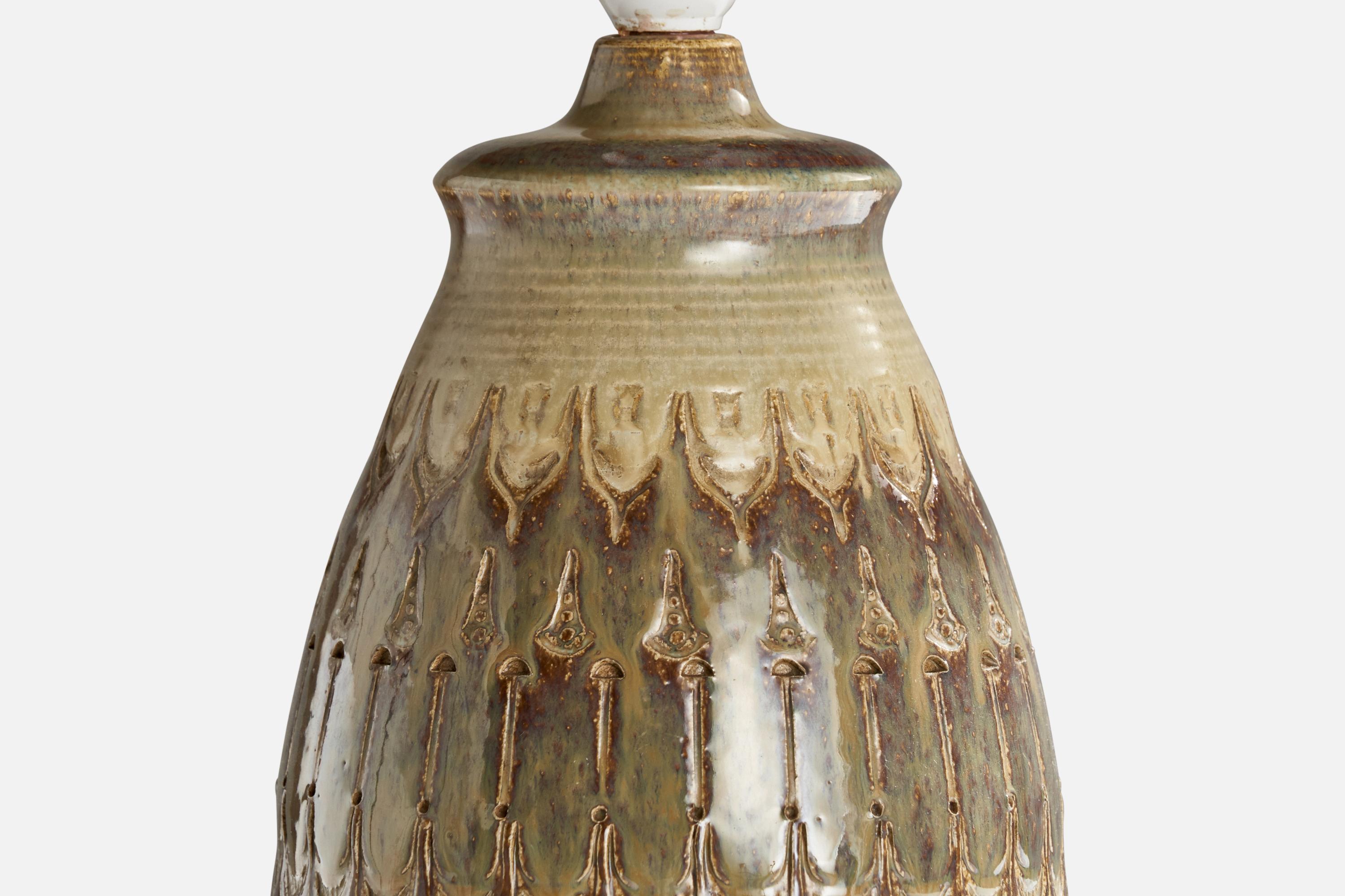 Søholm Keramik, Table Lamp, Stoneware, Denmark, 1960s In Good Condition For Sale In High Point, NC