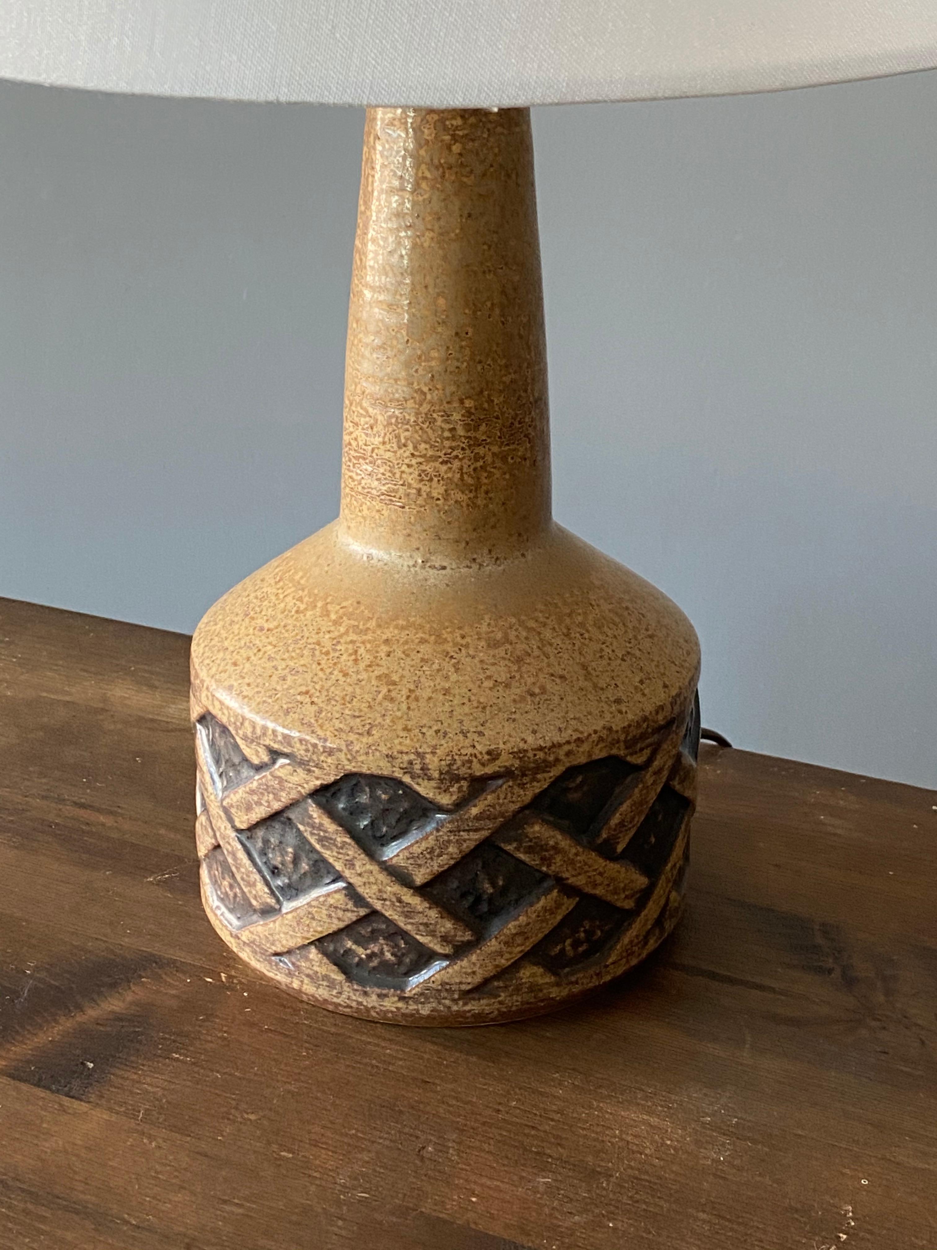 Mid-Century Modern Søholm Keramik, Table Lamps, Brown Glazed Stoneware, Bornholm, Denmark, 1960s
