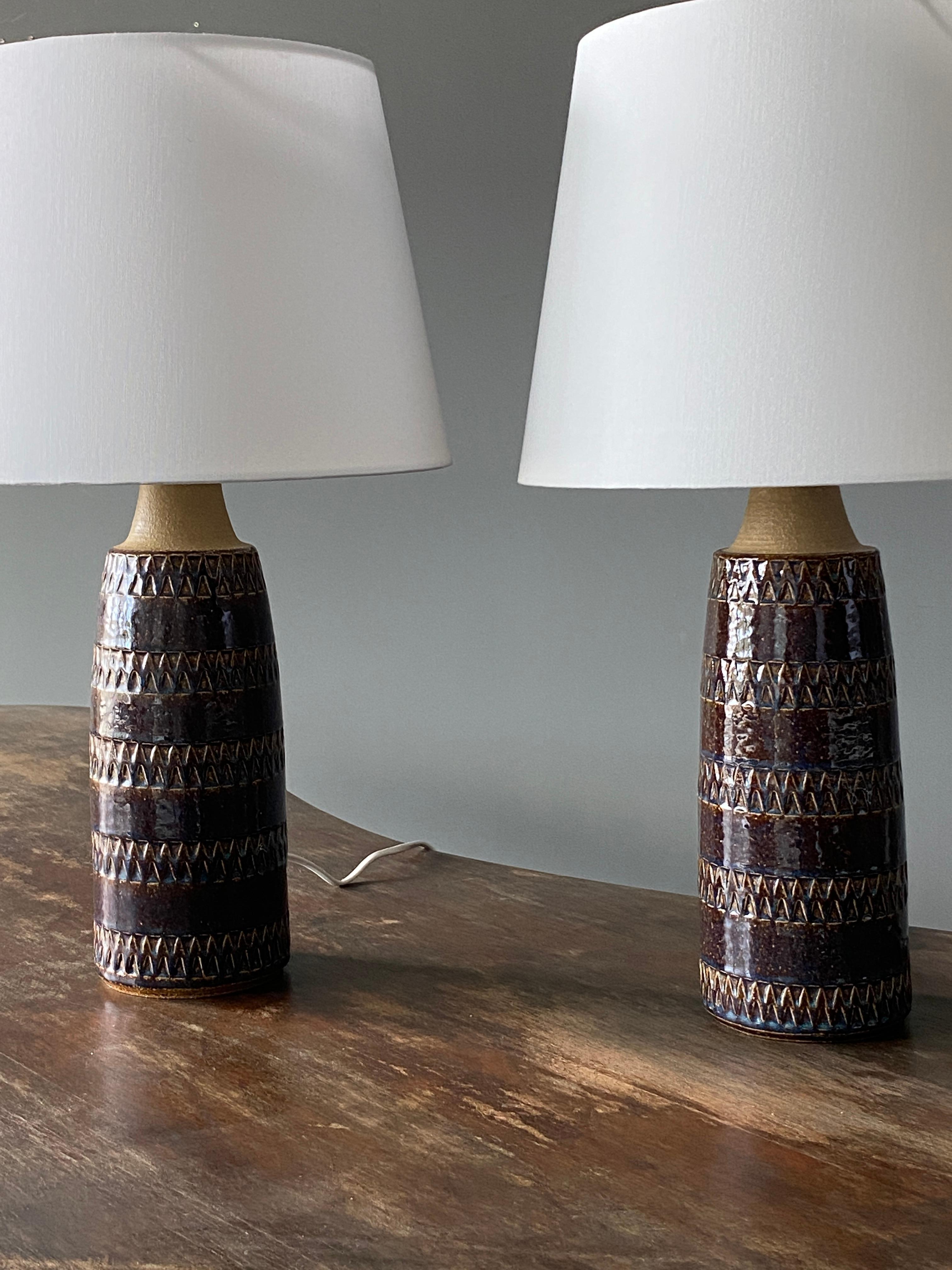 Danish Søholm Keramik, Table Lamps, Glazed Stoneware, Bornholm, Denmark, 1960s