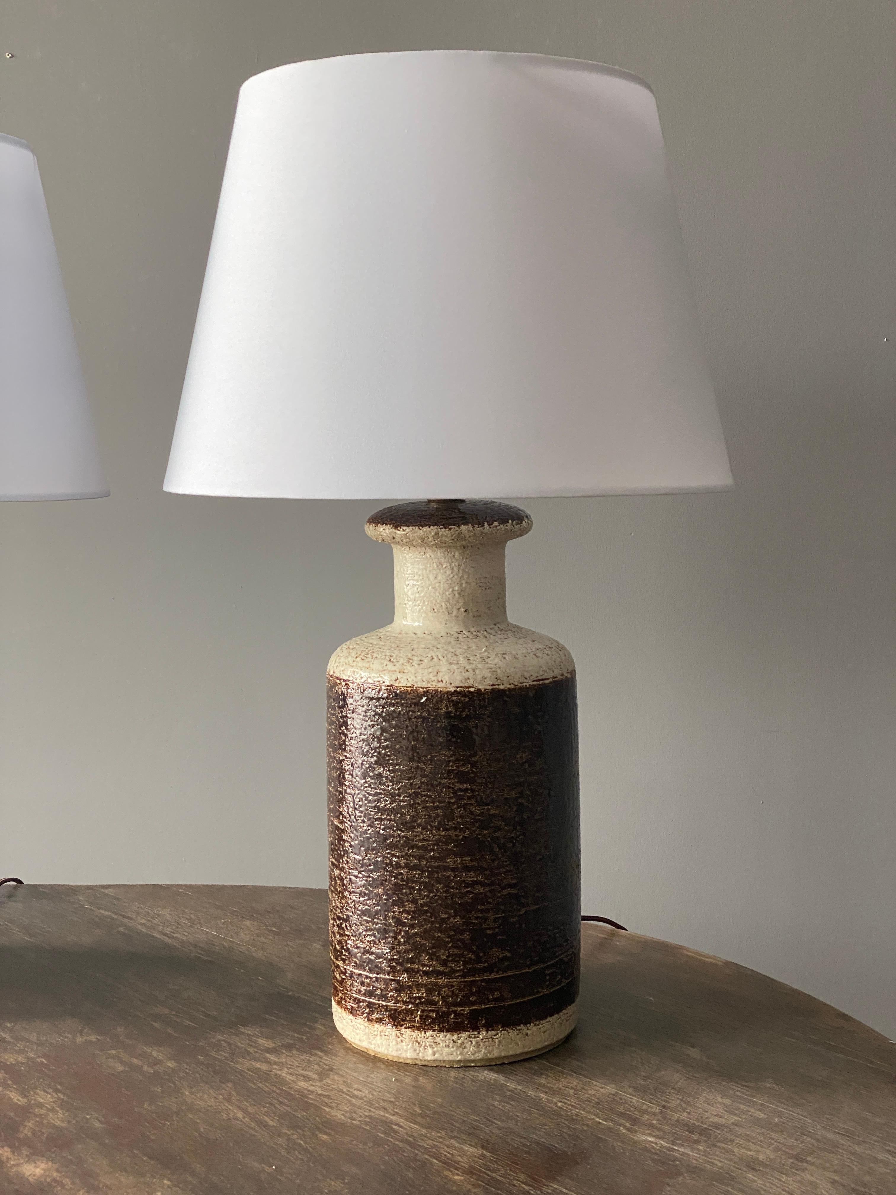 Søholm Keramik, Table Lamps, Glazed Stoneware, Bornholm, Denmark, 1960s In Good Condition In High Point, NC