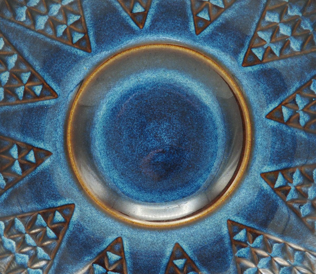Danish Søholm large blue glazed ceramic bowl, 1960s For Sale
