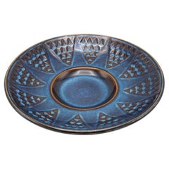 Søholm large blue glazed ceramic bowl, 1960s