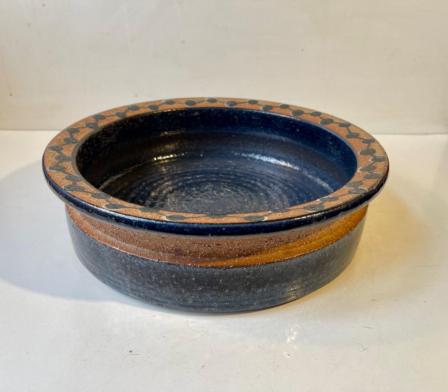 Hand-Crafted Søholm Large Molecule Bowl in Glazed Stoneware, 1970s For Sale