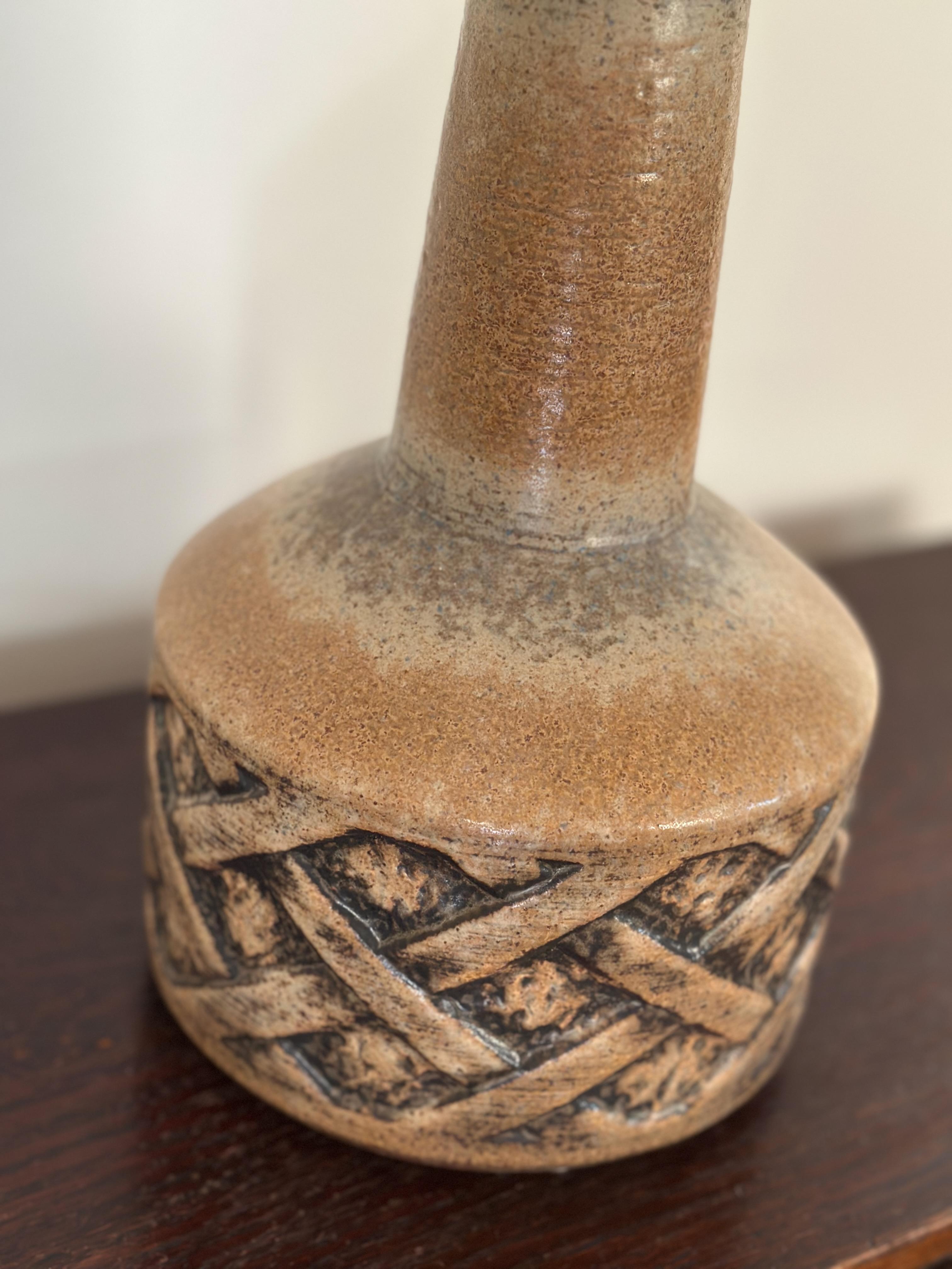 Grande lampe de table en grès de Søholm, marron. 1960s. Bon état - En vente à Bromma, SE