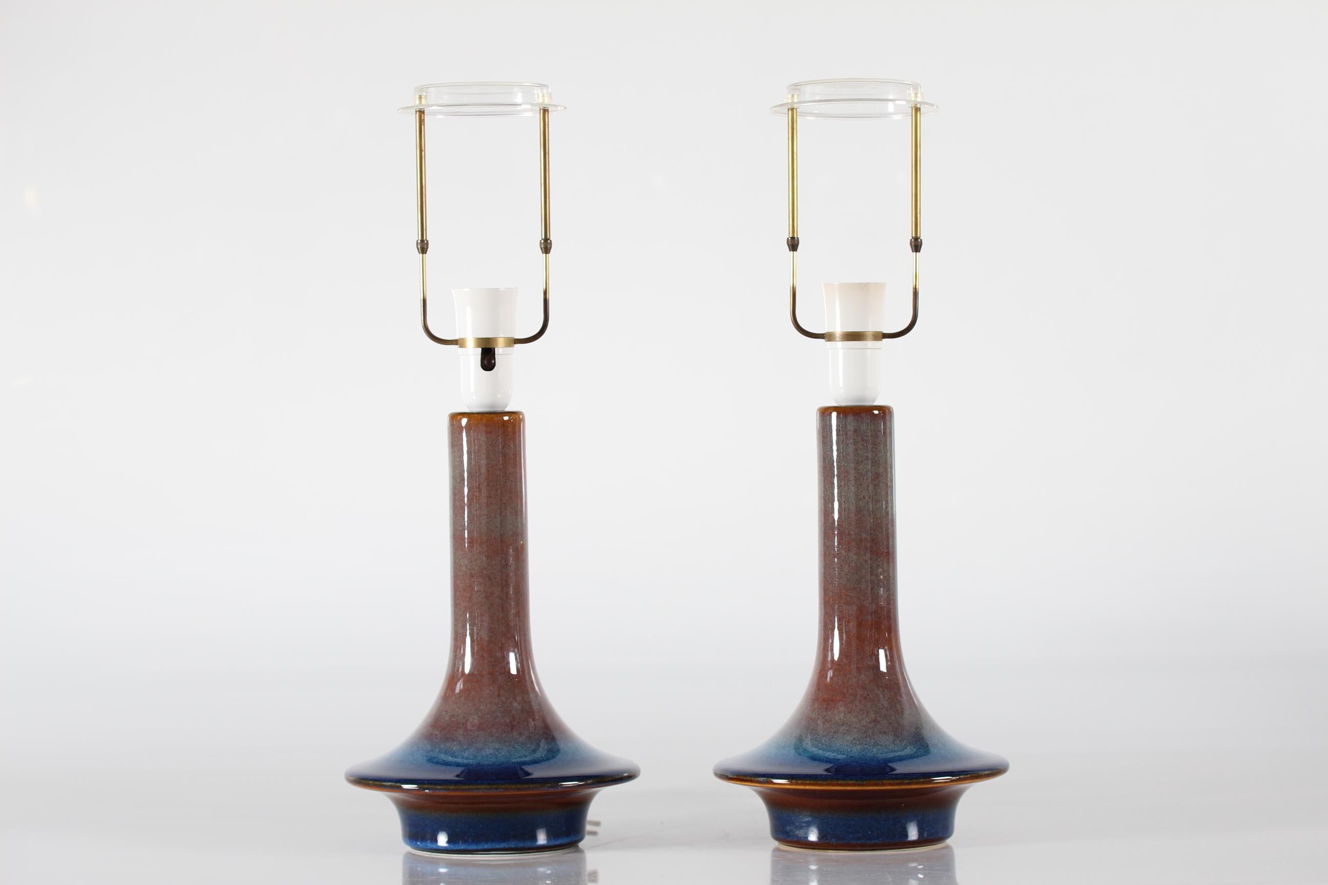 Søholm Pair of Sculptural Ufo Sharped Table Lamps Danish Modern Blue Notes 1960s For Sale 3