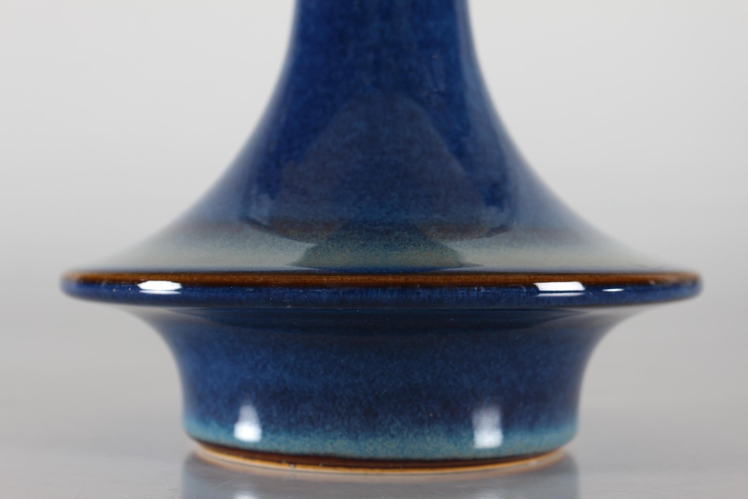 Ceramic Danish Søholm Sculptural Ufo Shaped Table Lamp Blue Notes 1960s For Sale