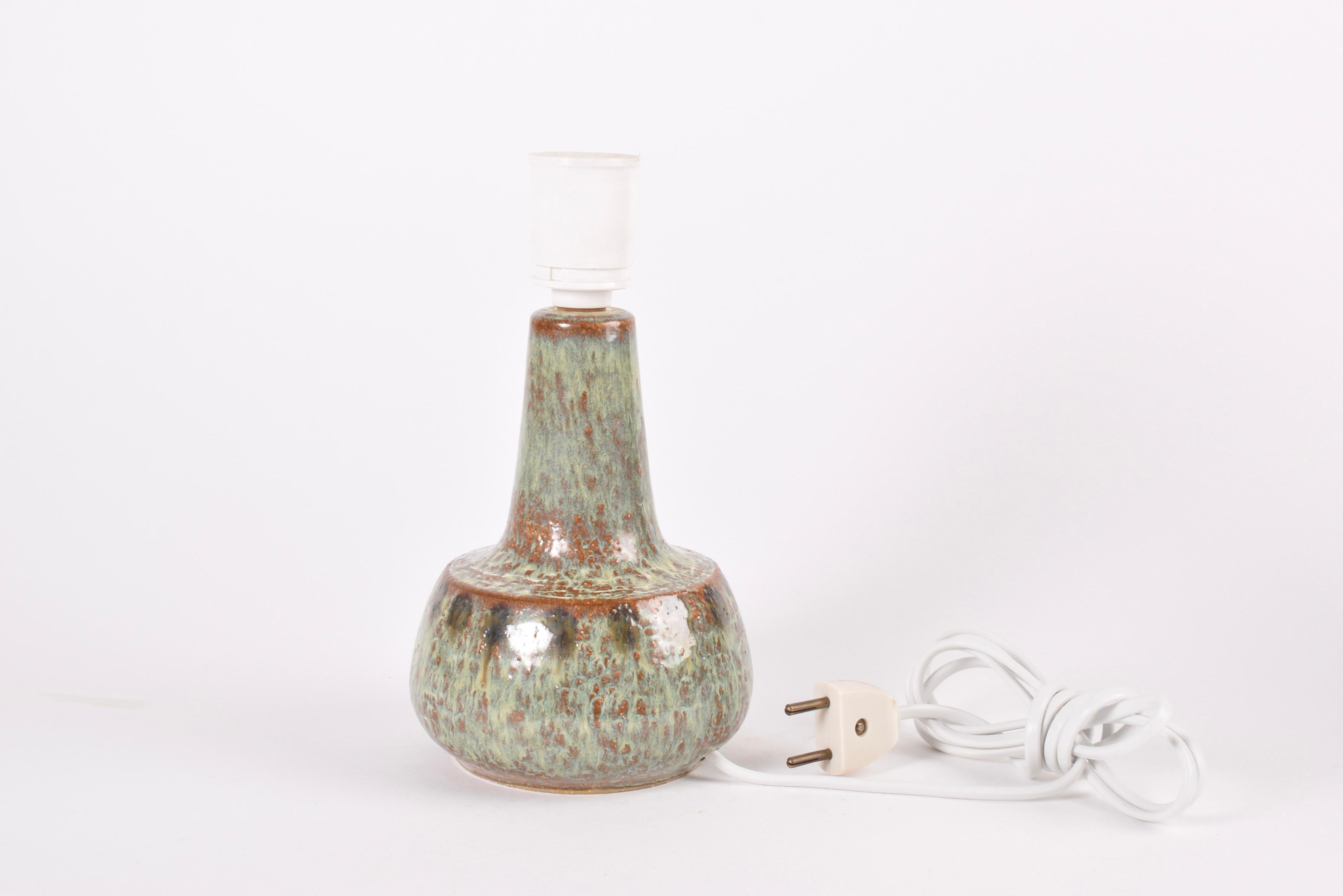 Søholm Small Ceramic Table Lamp with Brown and Green Glaze, Danish Modern 1960s In Good Condition For Sale In Silkeborg, Silkeborg