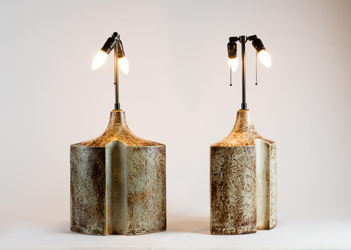 Søholm Stenhøj, Pair of Stoneware Table Lamps, Denmark, circa 1960 In Good Condition In New York, NY