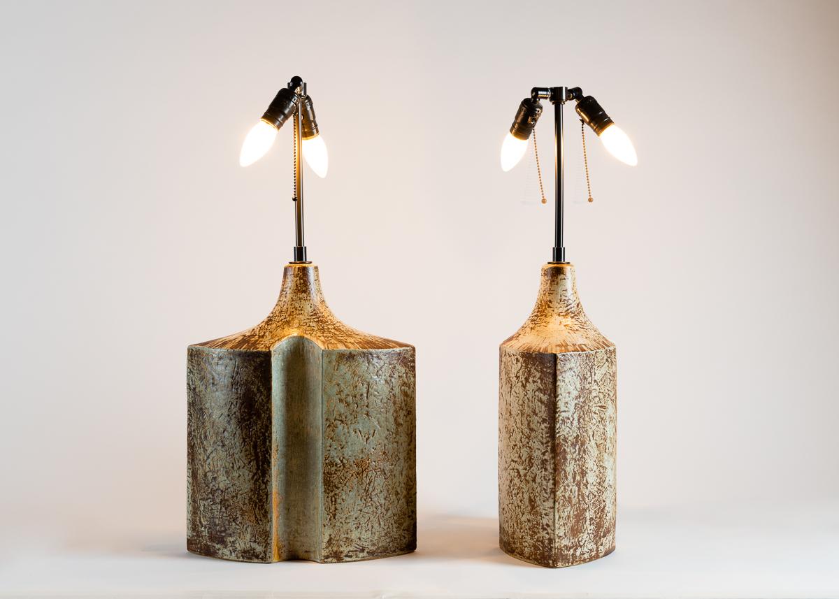 Mid-20th Century Søholm Stenhøj, Pair of Stoneware Table Lamps, Denmark, circa 1960