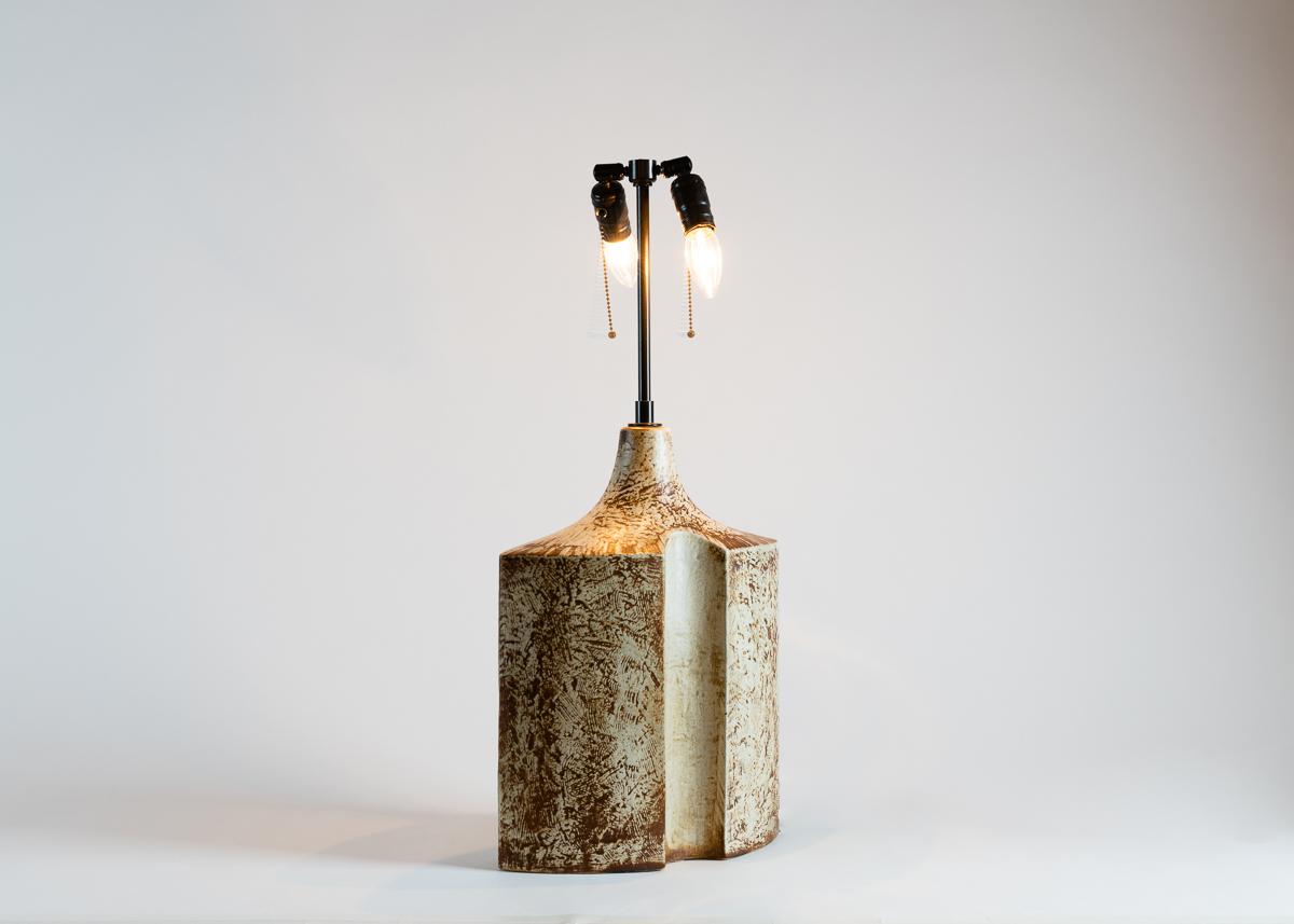 1960s glazed stoneware table lamp by Danish pottery makers Søholm Stenhøj.
