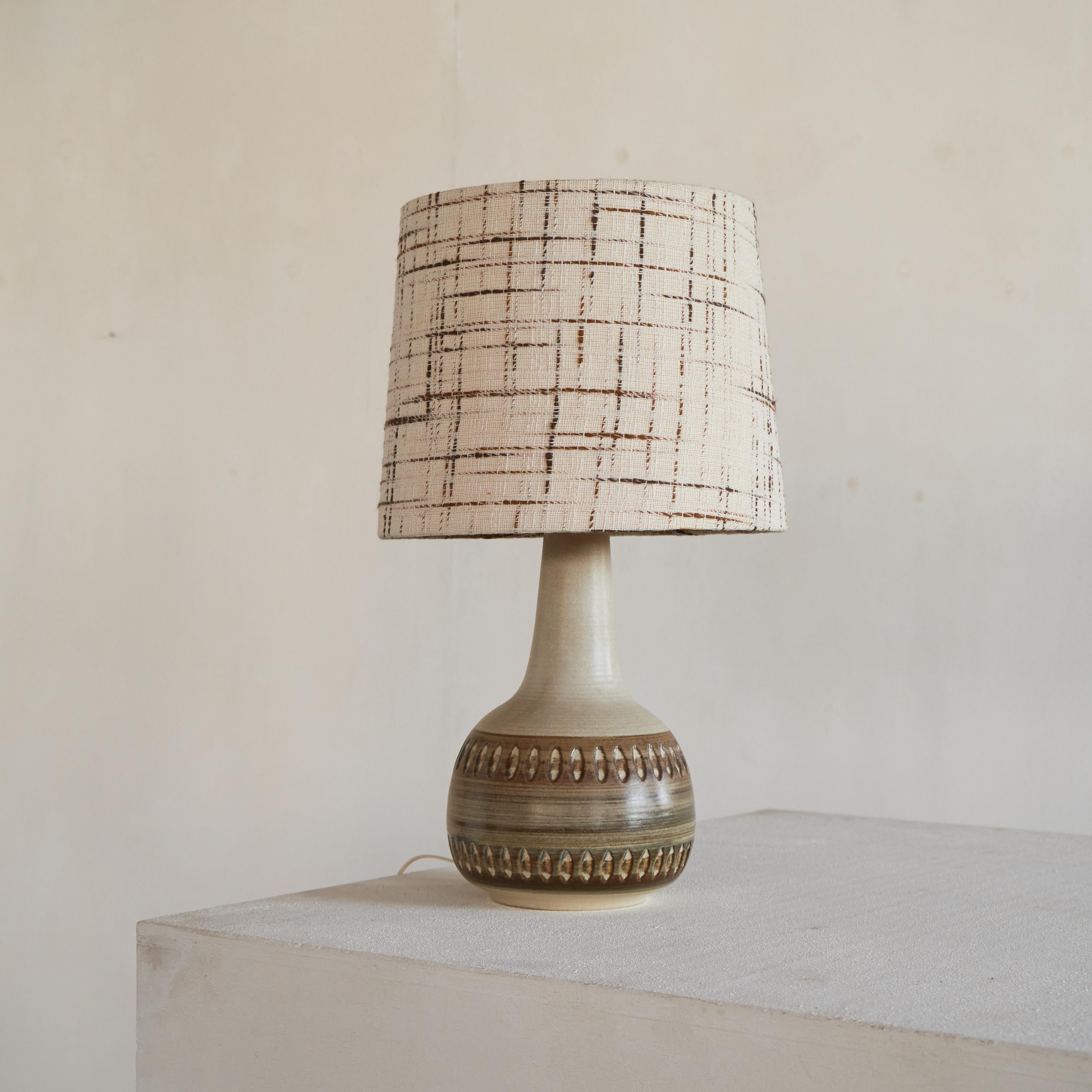 Søholm Stentøj Danish Studio Pottery Table Lamp with Original Shade 1960s For Sale 6