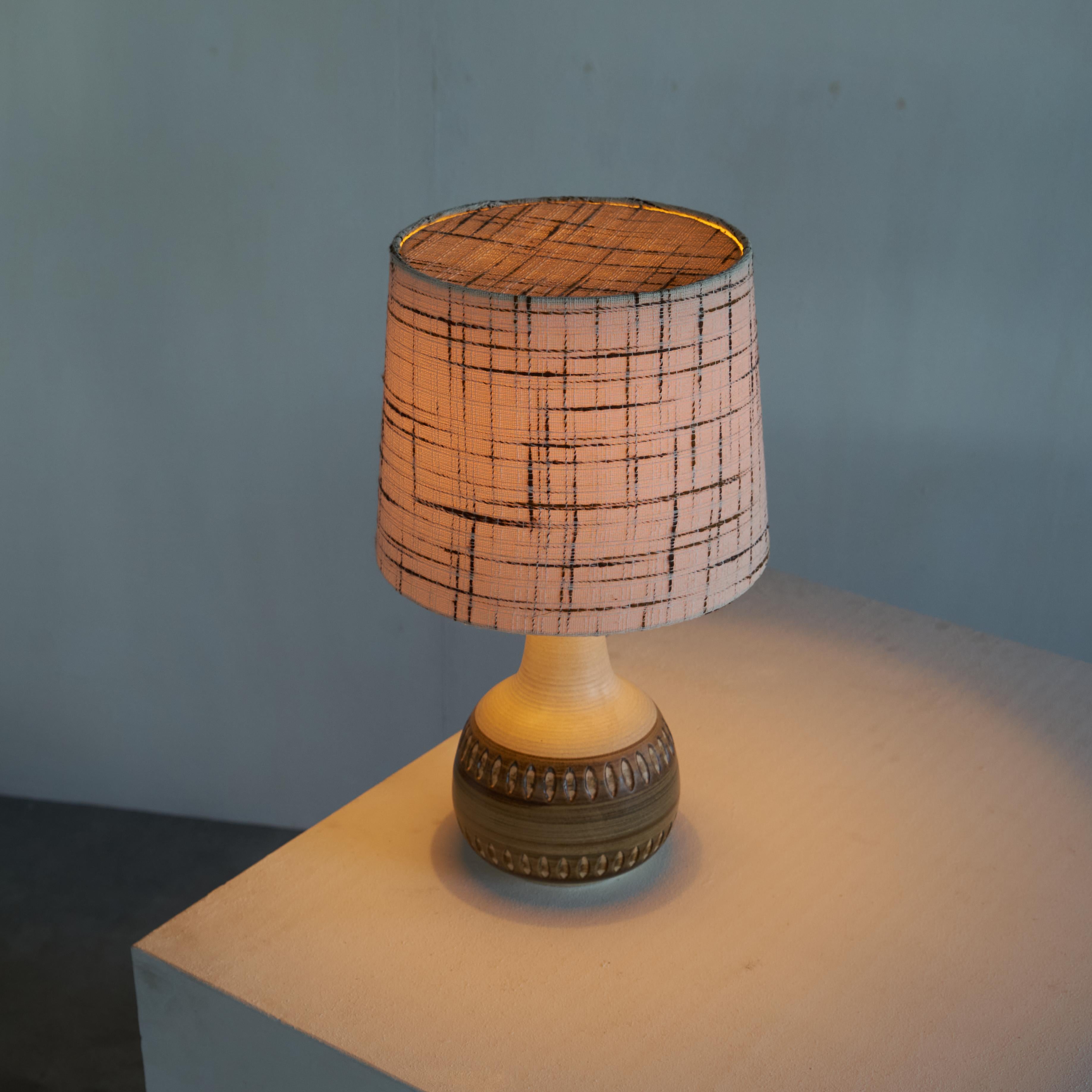 Hand-Crafted Søholm Stentøj Danish Studio Pottery Table Lamp with Original Shade 1960s For Sale