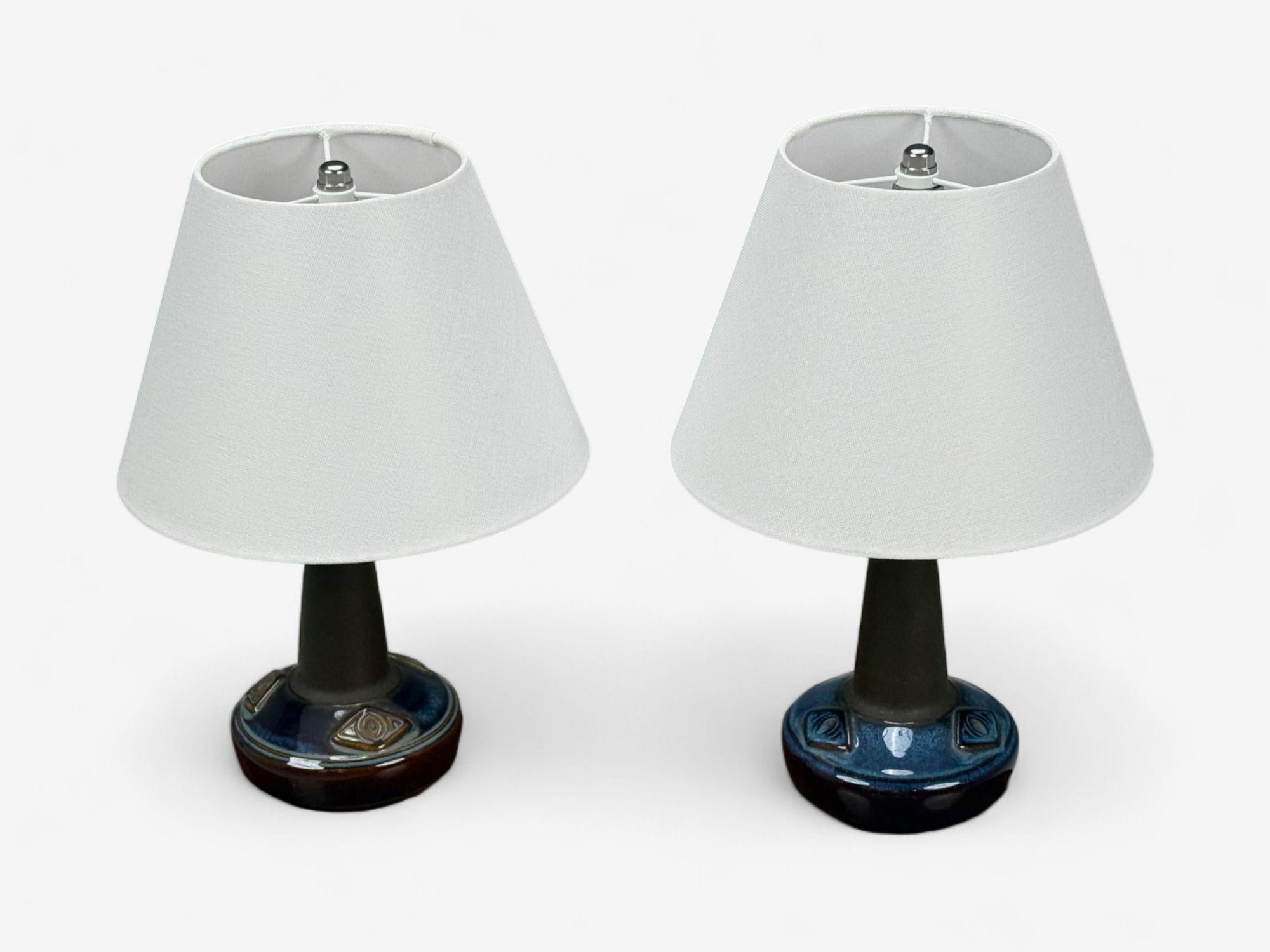 Mid-Century Modern Søholm Stentøj, Glazed Stoneware, Table Lamps, Denmark, 1970s For Sale