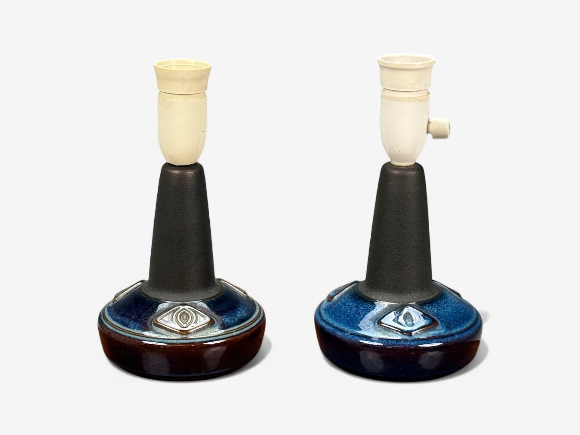 Danish Søholm Stentøj, Glazed Stoneware, Table Lamps, Denmark, 1970s For Sale