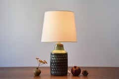 Søholm Stentøj Table Lamp Green Brown Dots by Einar Johansen Danish Modern 1960s