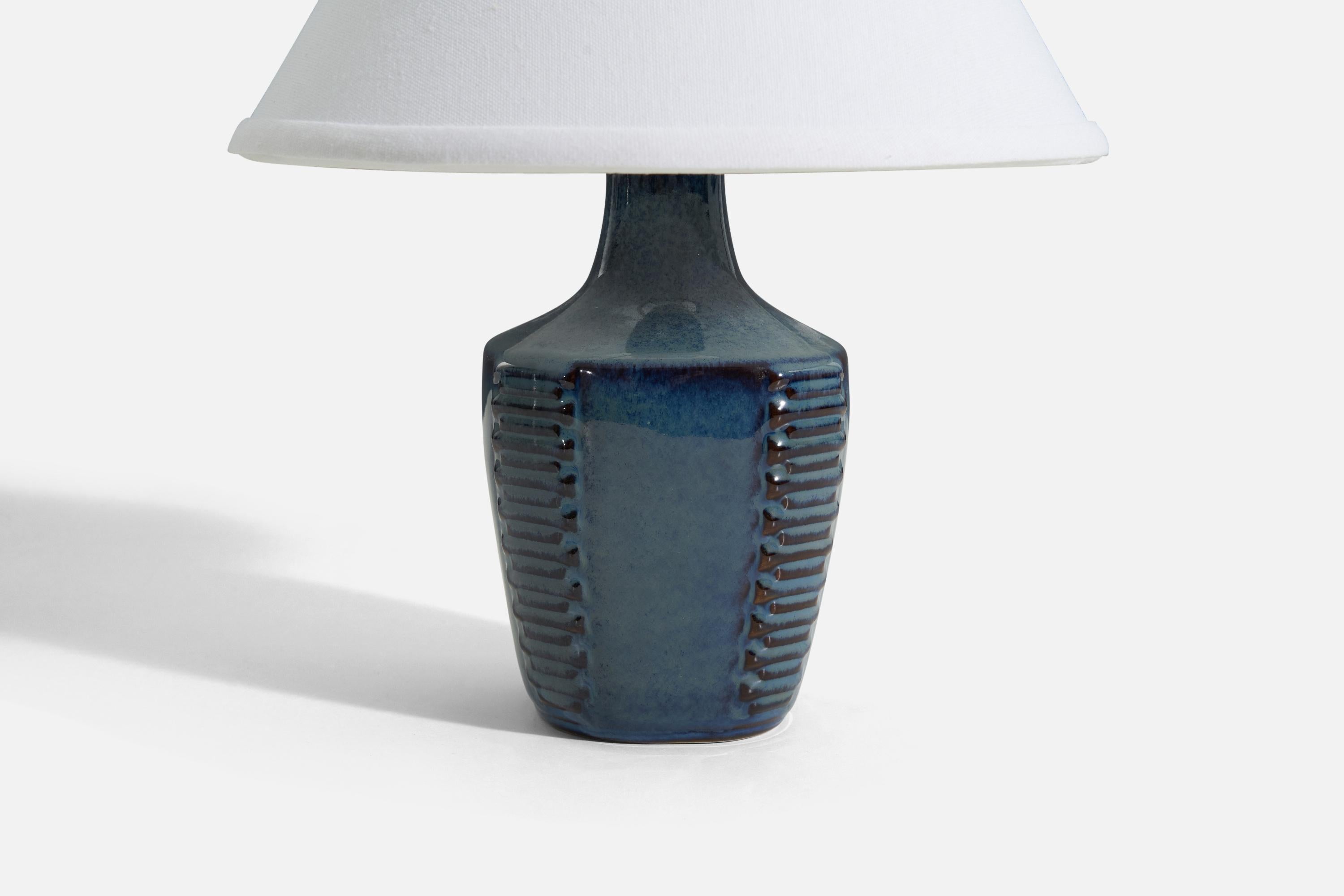 Mid-Century Modern Søholm Stentøj, Table Lamp, Blue-Glazed Stoneware, Denmark, 1960s For Sale