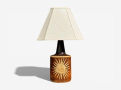 Søholm Stentøj, Tischleuchte, Braun glasiertes Steingut, Dänemark, 1960er Jahre