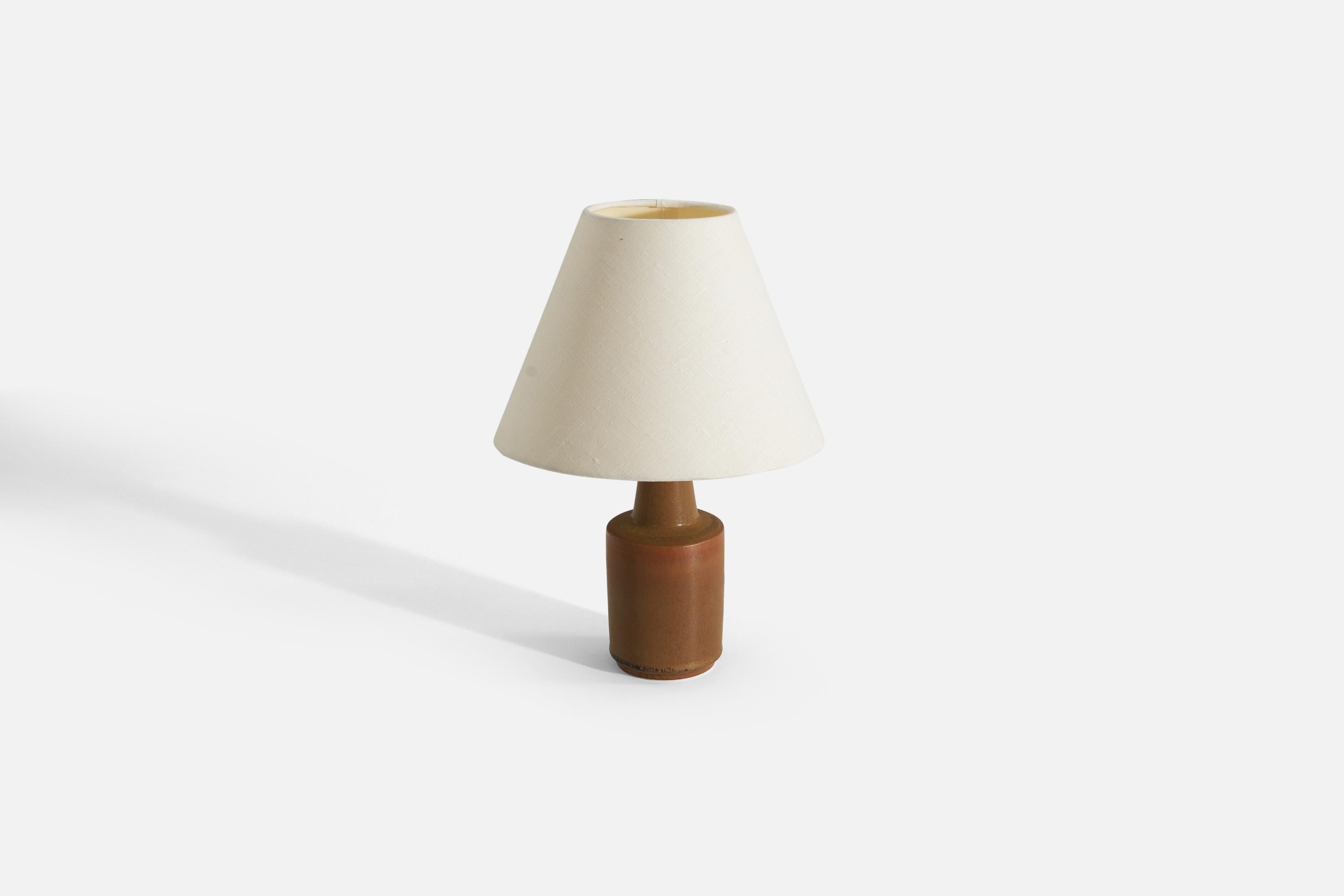 Mid-20th Century Søholm Stentøj, Table Lamp, Brown-Glazed Stoneware, Denmark, 1960s For Sale