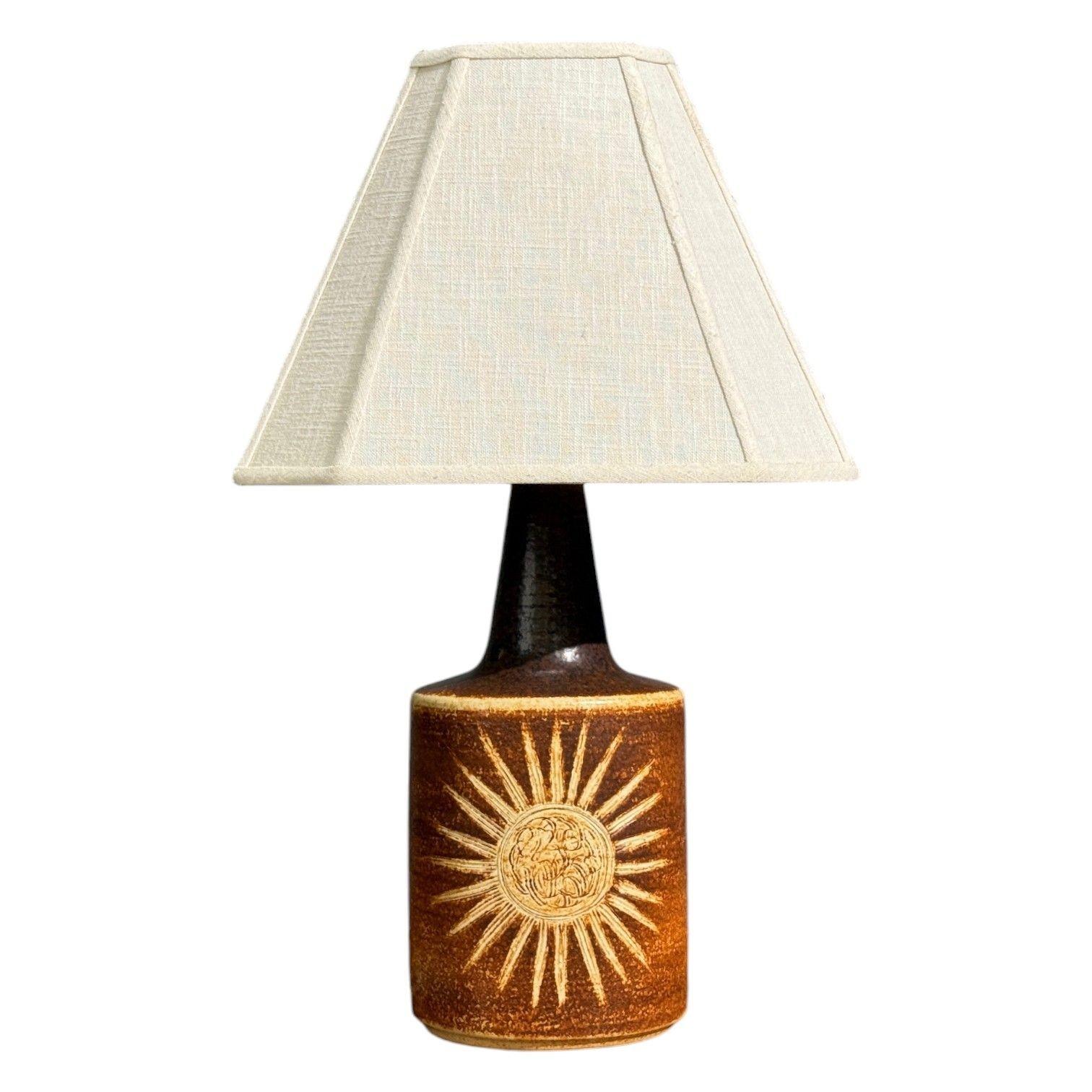 Søholm Stentøj, Table Lamp, Brown Glazed Stoneware, Denmark, 1960s For Sale