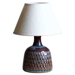 Søholm Stentøj, Table Lamp, Glazed Incised Stoneware, Bornholm, Denmark, 1960s