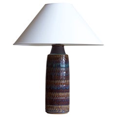 Søholm Stentøj, Table Lamp, Glazed Incised Stoneware, Bornholm, Denmark, 1960s