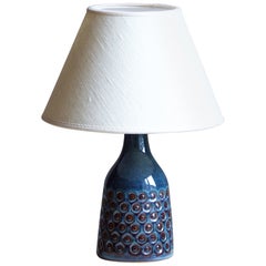 Søholm Stentøj, Table Lamp, Glazed Incised Stoneware, Bornholm, Denmark, 1960s