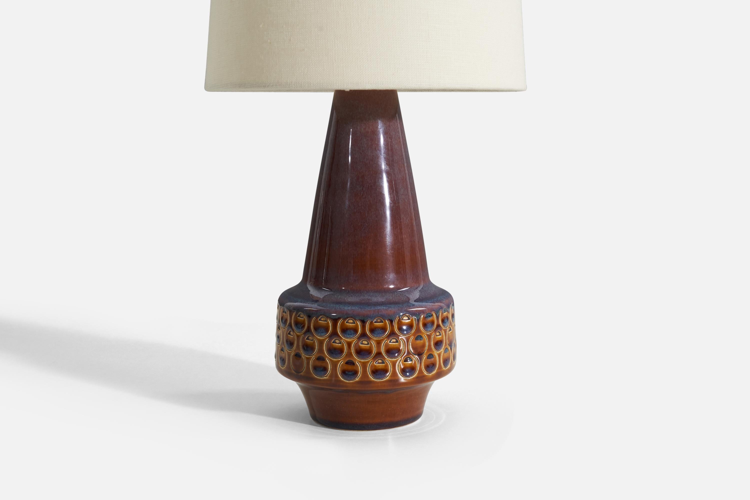 Søholm Stentøj, Table Lamp, Glazed Stoneware, Denmark, 1960s In Good Condition For Sale In High Point, NC