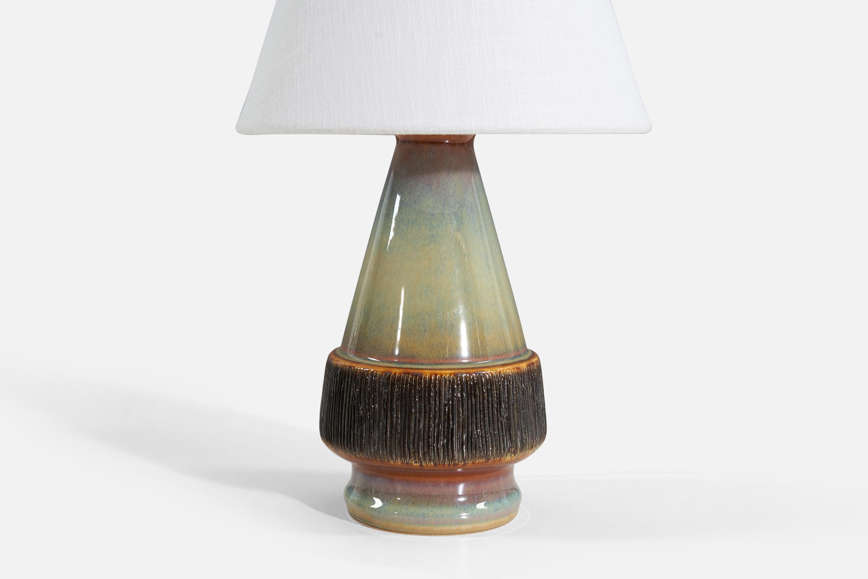 Søholm Stentøj, Table Lamp, Glazed Stoneware, Denmark, 1960s In Good Condition For Sale In High Point, NC