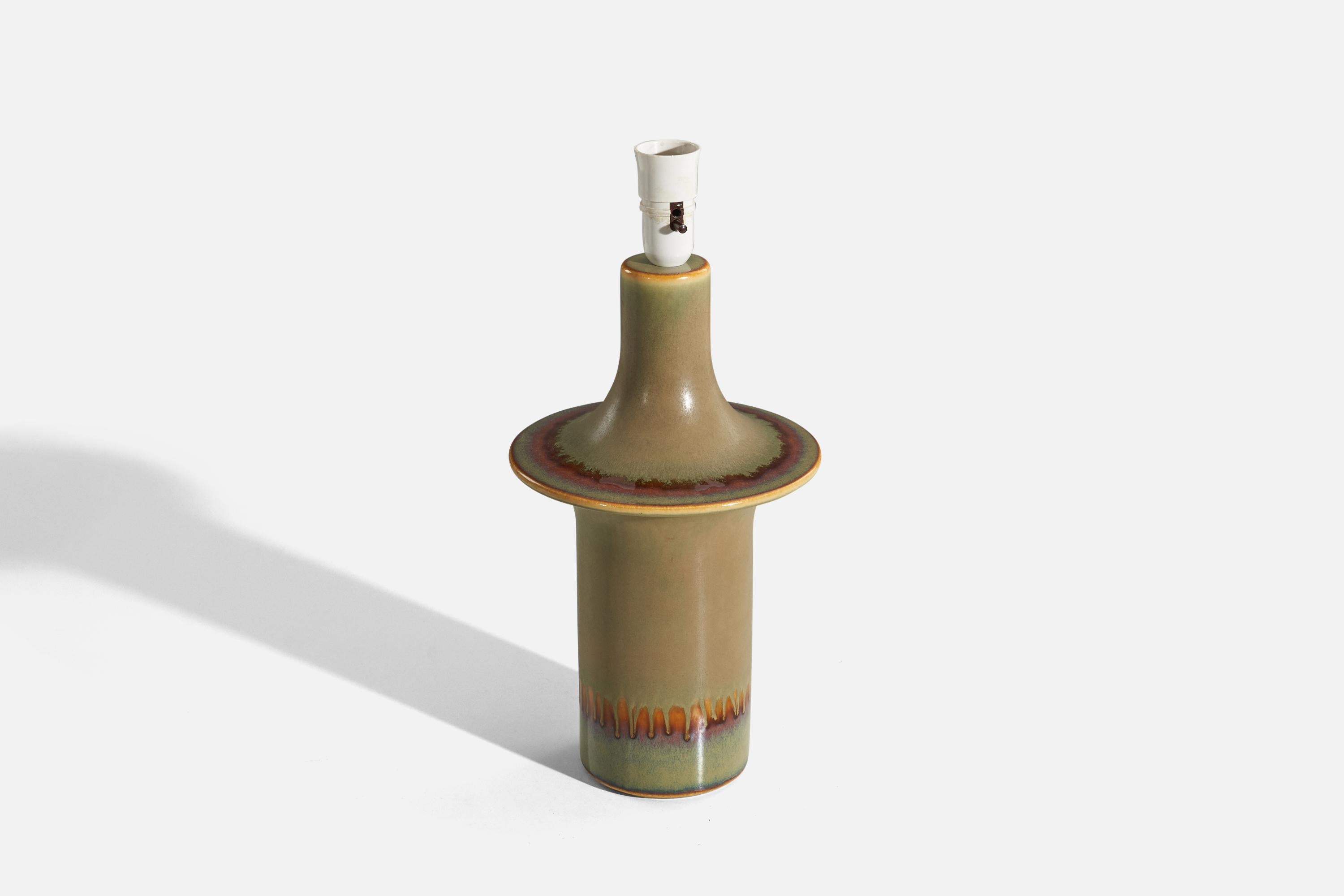 Søholm Stentøj, Table Lamp, Glazed Stoneware, Denmark, 1960s In Good Condition In High Point, NC