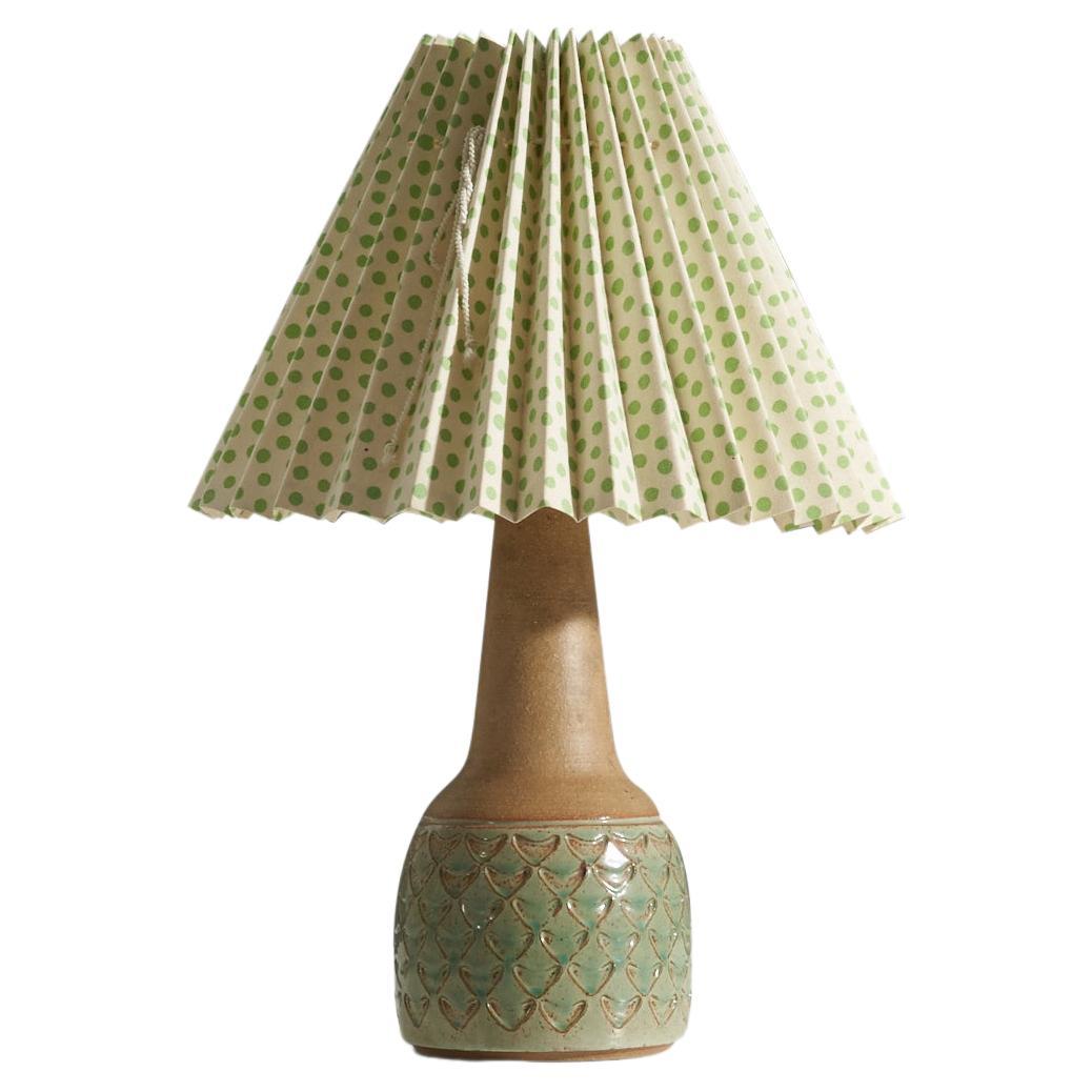 Søholm Stentøj, Table Lamp, Green-Glazed Stoneware, Bornholm, Denmark, 1960s