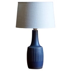 Søholm Stentøj, Table Lamp, Incised Blue Stoneware, Bornholm, Denmark, 1960s
