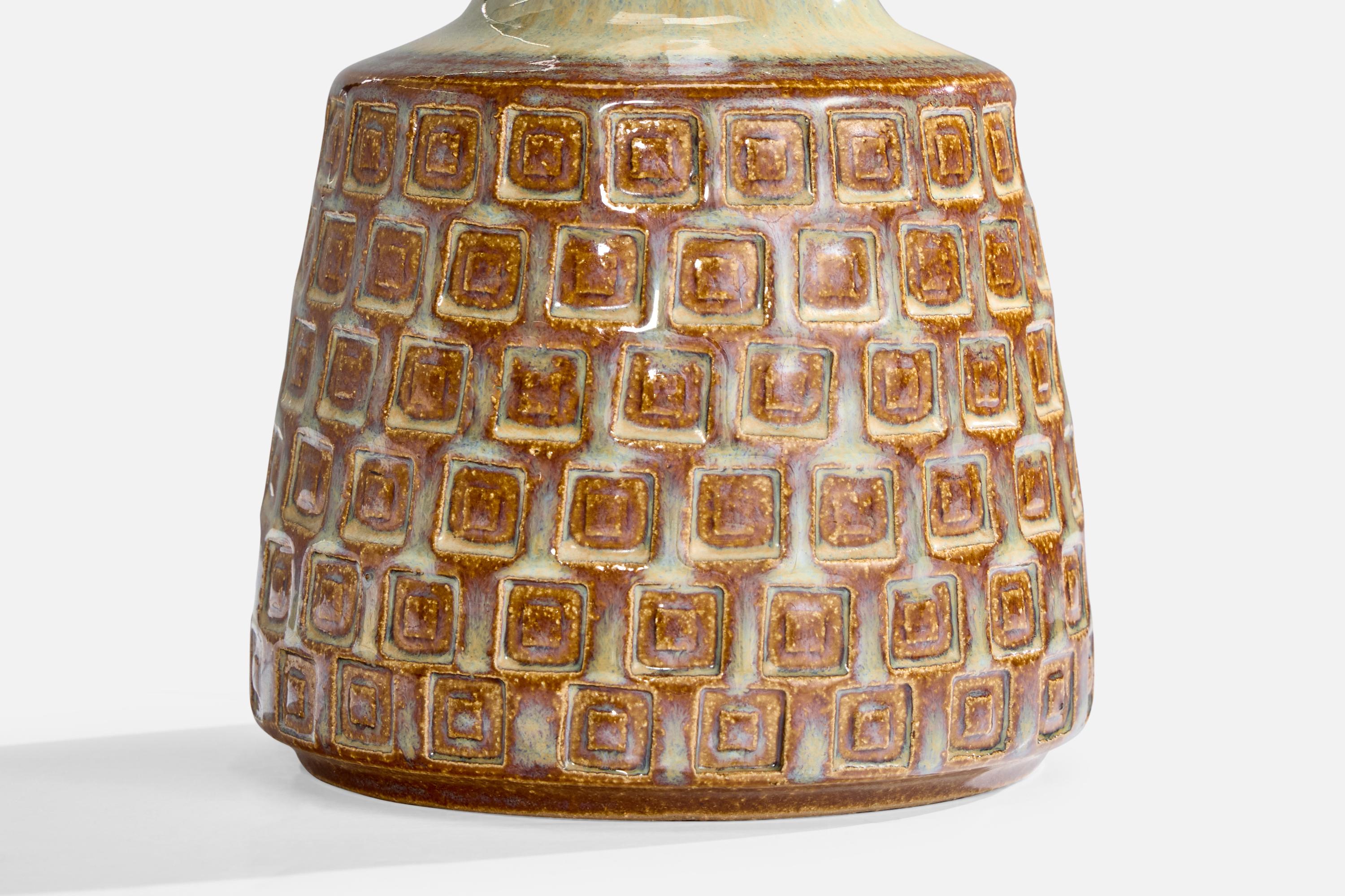 Søholm Stentøj, Table Lamp, Stoneware, Fabric, Denmark, 1960s For Sale 2