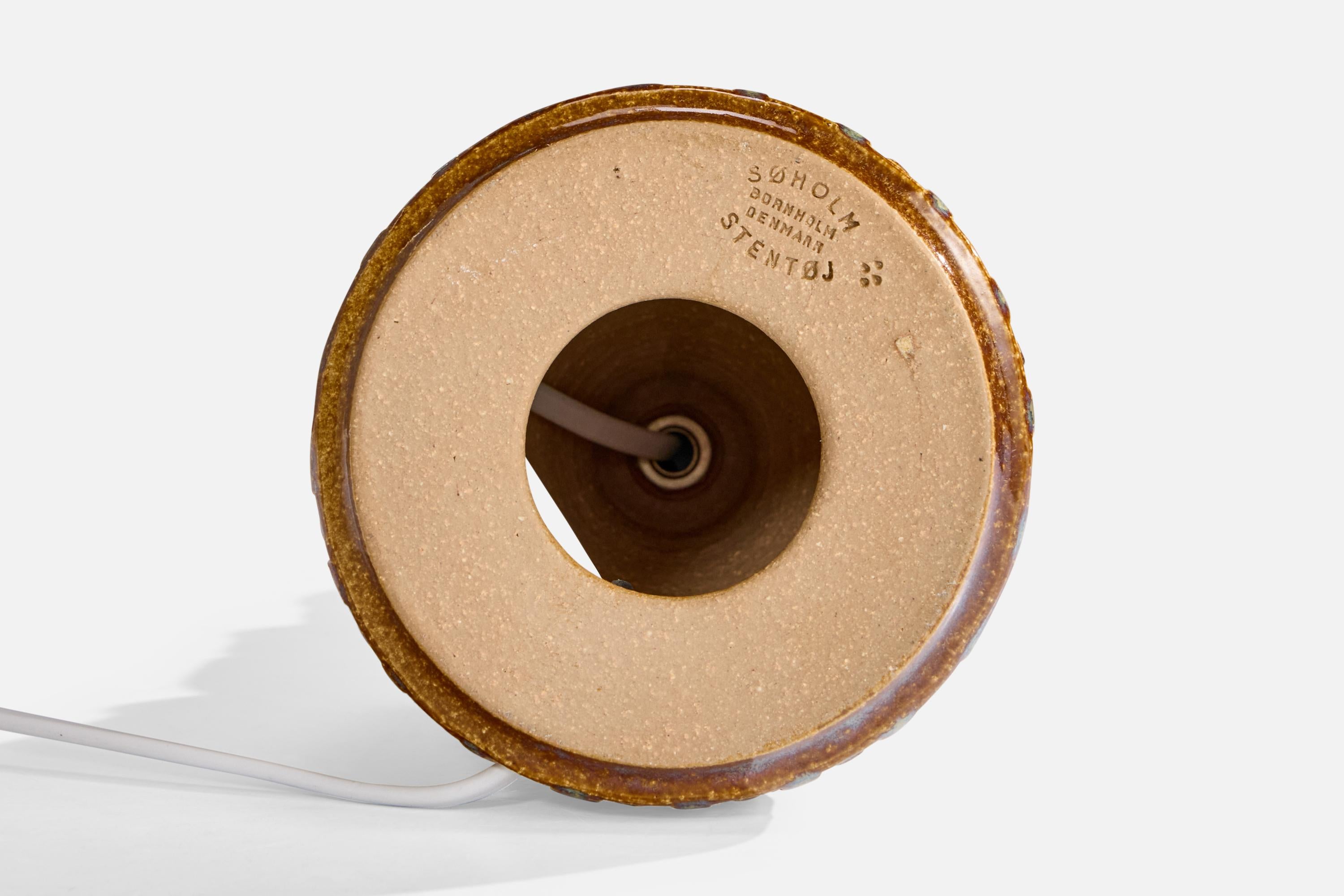 Søholm Stentøj, Table Lamp, Stoneware, Fabric, Denmark, 1960s For Sale 3