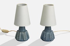Søholm Stentøj, Table Lamps, Stoneware, Fabric, Denmark, 1960s