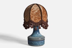 Søholm, Table Lamp, Stoneware, Fabric, Sweden, 1960s