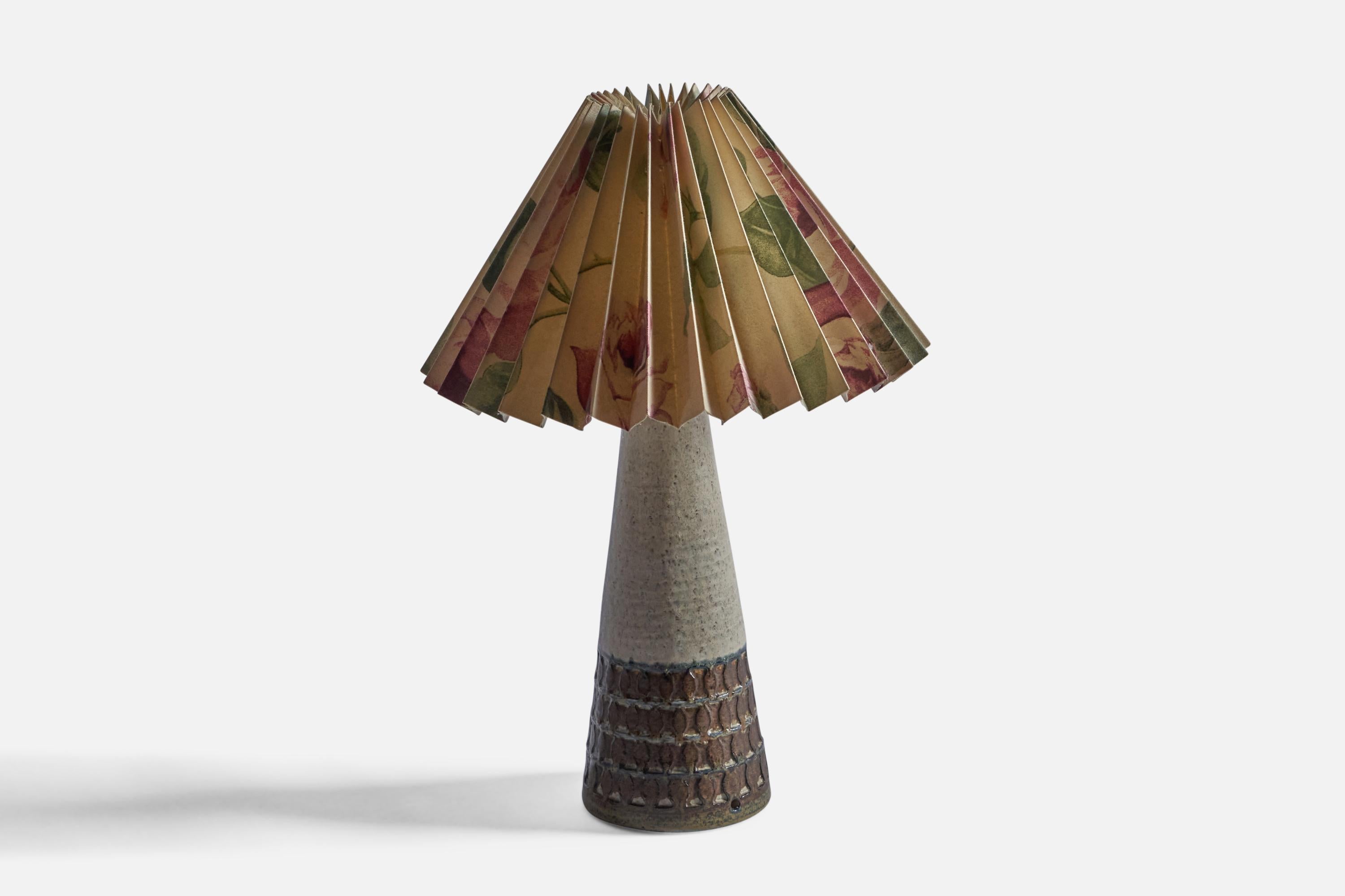 Mid-Century Modern Søholm, Table Lamp, Stoneware, Paper, Denmark, 1960s For Sale