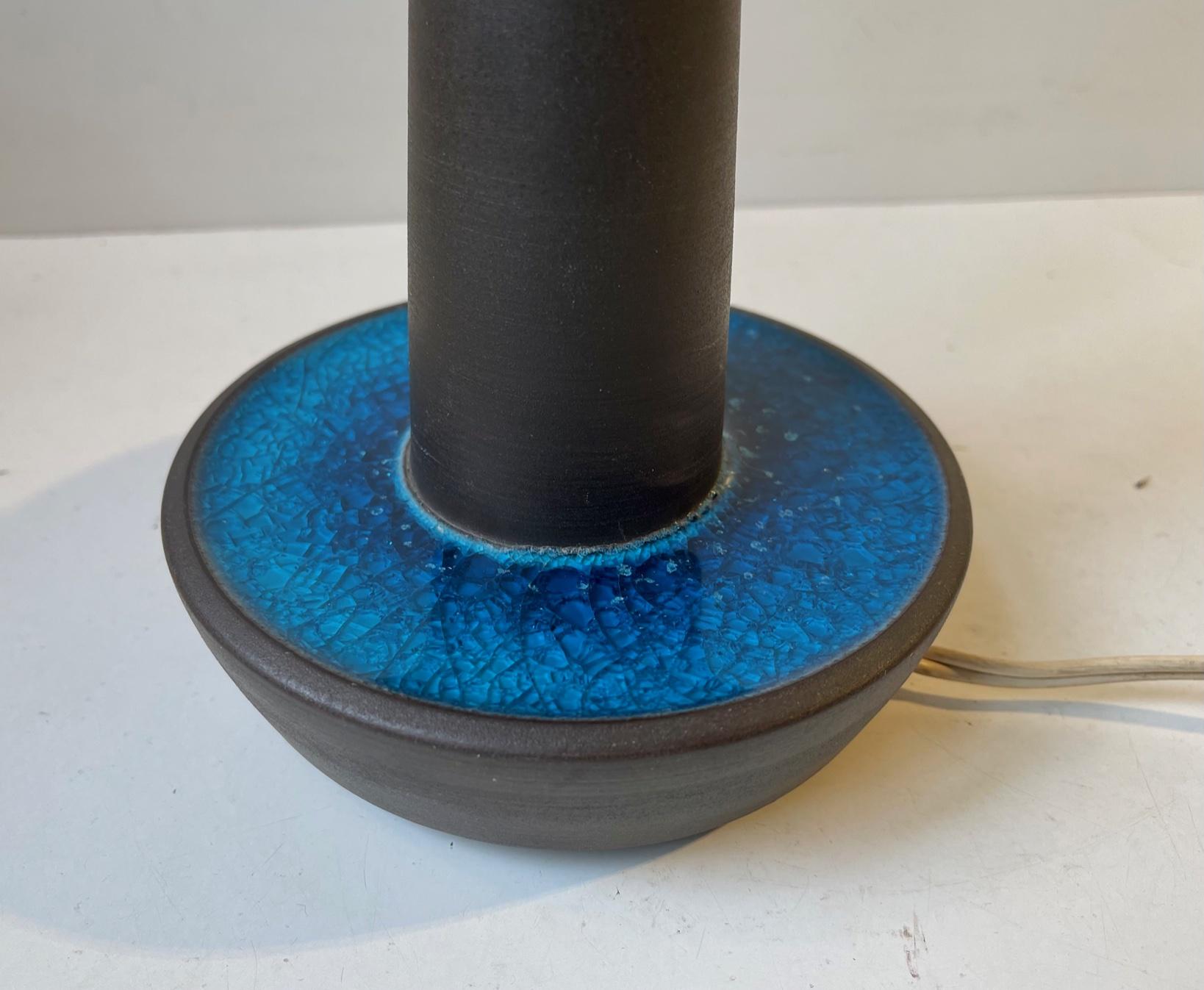 Mid-20th Century Søholm Table Lamp with Blue Glaze by Einar Johansen, 1960s For Sale