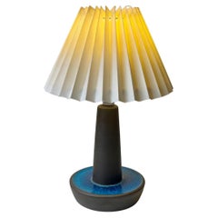 Vintage Søholm Table Lamp with Blue Glaze by Einar Johansen, 1960s