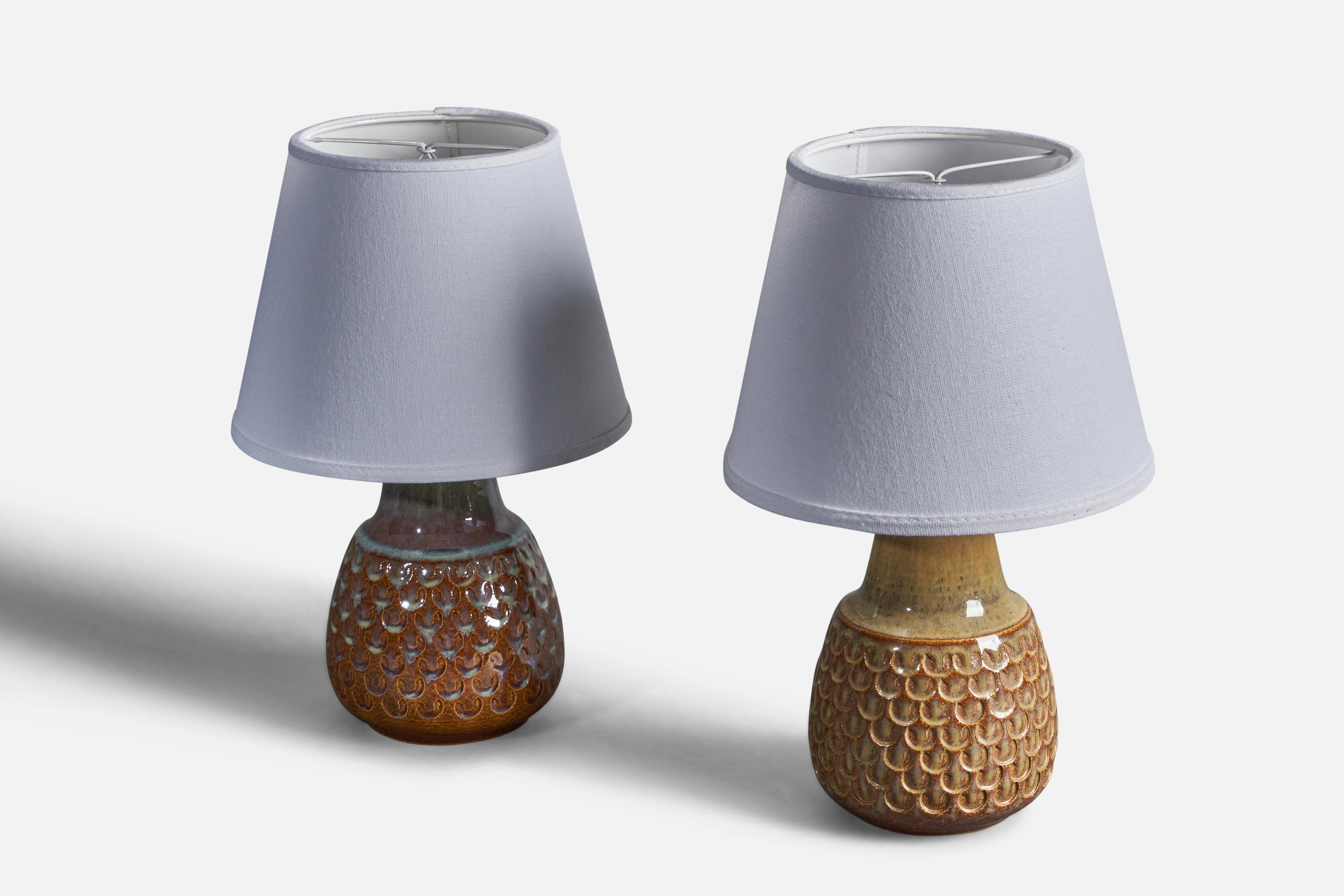 Søholm, Table Lamps, Stoneware, Denmark, 1960s In Good Condition For Sale In High Point, NC