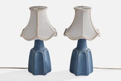 Søholm, Tischlampen, Steingut, Stoff, Dänemark, 1960er Jahre