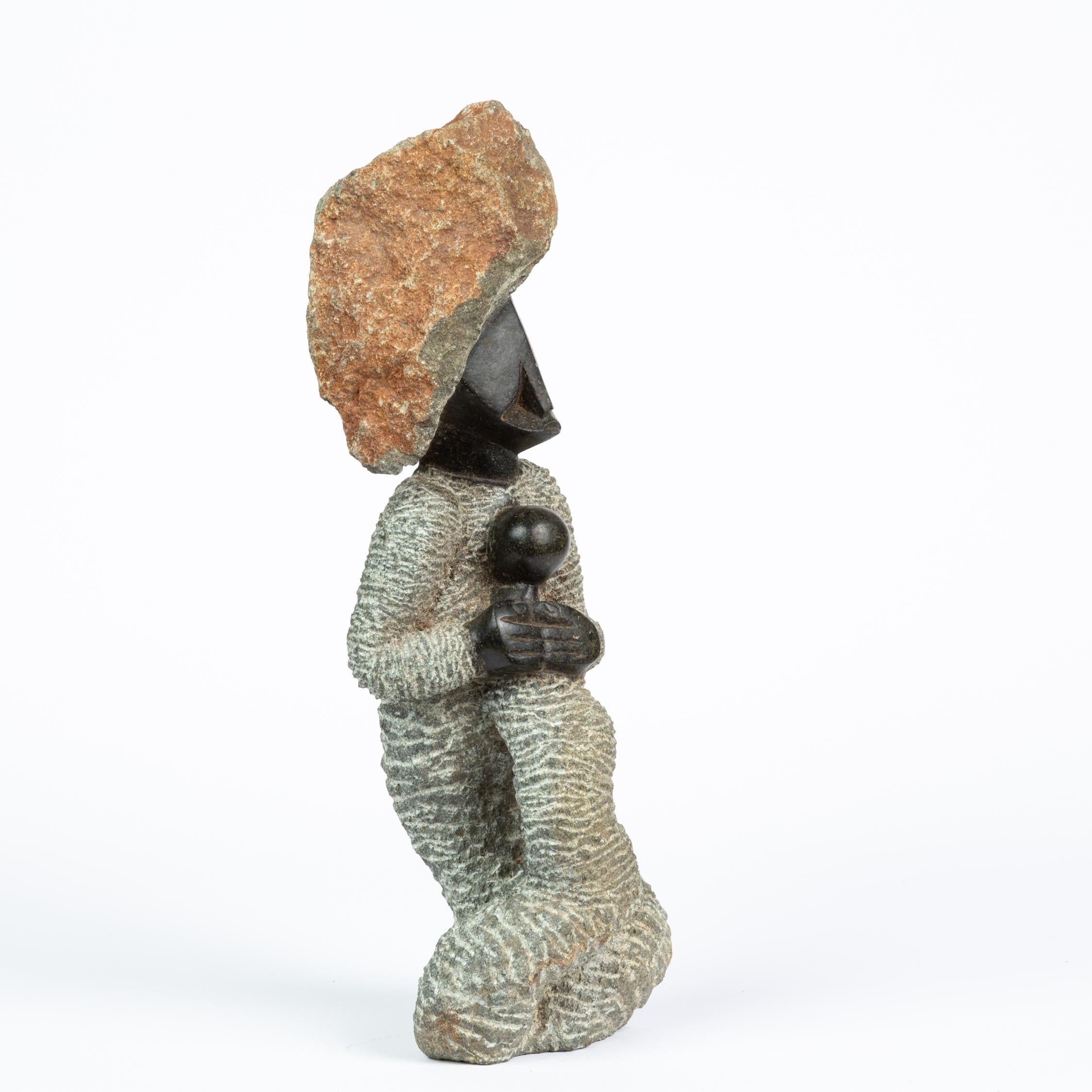 Stone Shona Figurine of Mother and Baby